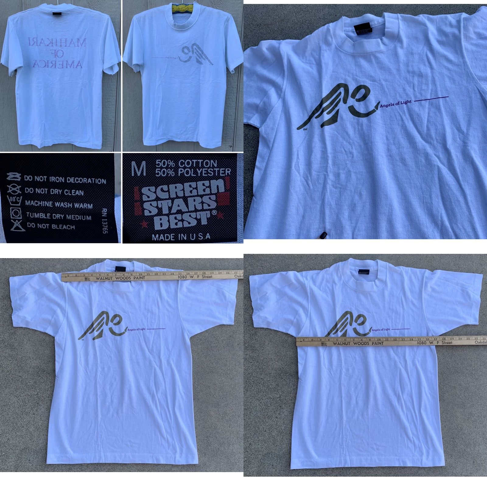 Vintage vintage Angels of Light Mahikari of America t-shirt Screen Stars Best White 50/50 Crew Short Sleeve M Men Logo 80s 90s Size US M / EU 48-50 / 2 - 8 Thumbnail