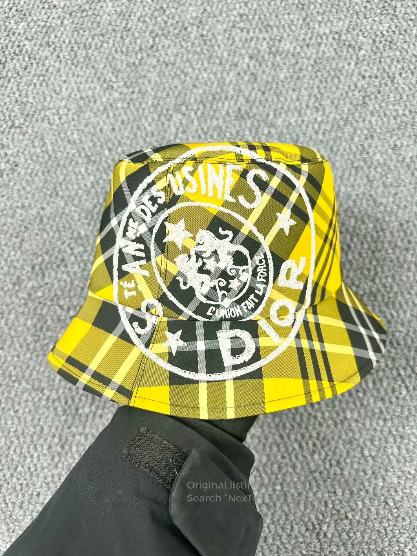 Dior Dior Yellow Plaid Monogram All-over Printed Double-sided F Size ONE SIZE - 2 Thumbnail