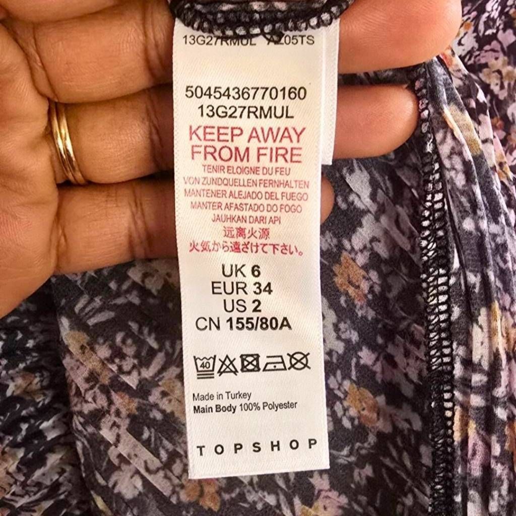 Topshop TOPSHOP Women’s Floral Sheer Blouse Boho Pleated Button-Up L Size XS / US 0-2 / IT 36-38 - 7 Thumbnail