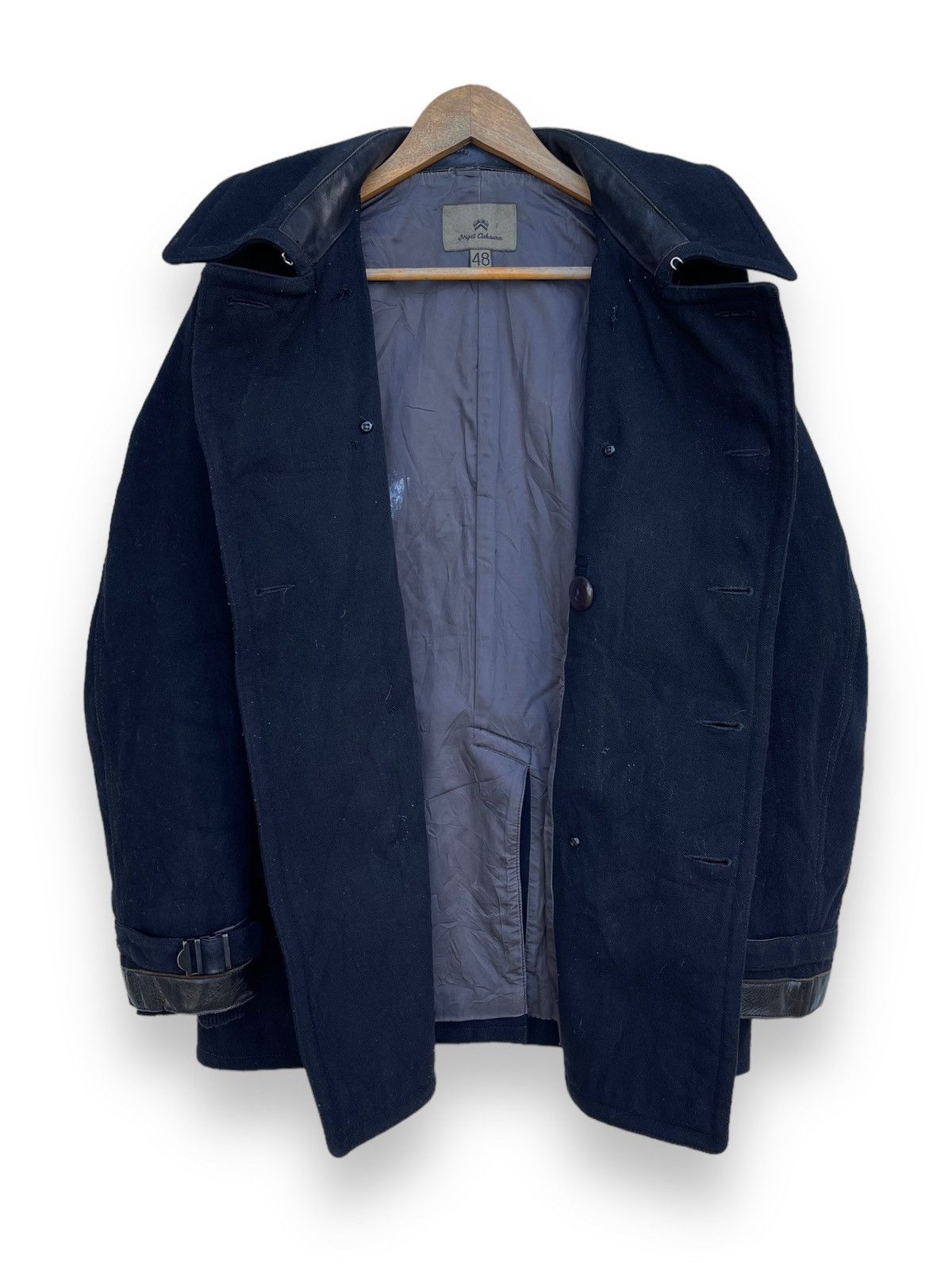 Nigel Cabourn 🔥VINTAGE NIGEL CABOURN LEATHER DETAILING MILITARY PEA COAT Size US M / EU 48-50 / 2 - 6 Thumbnail