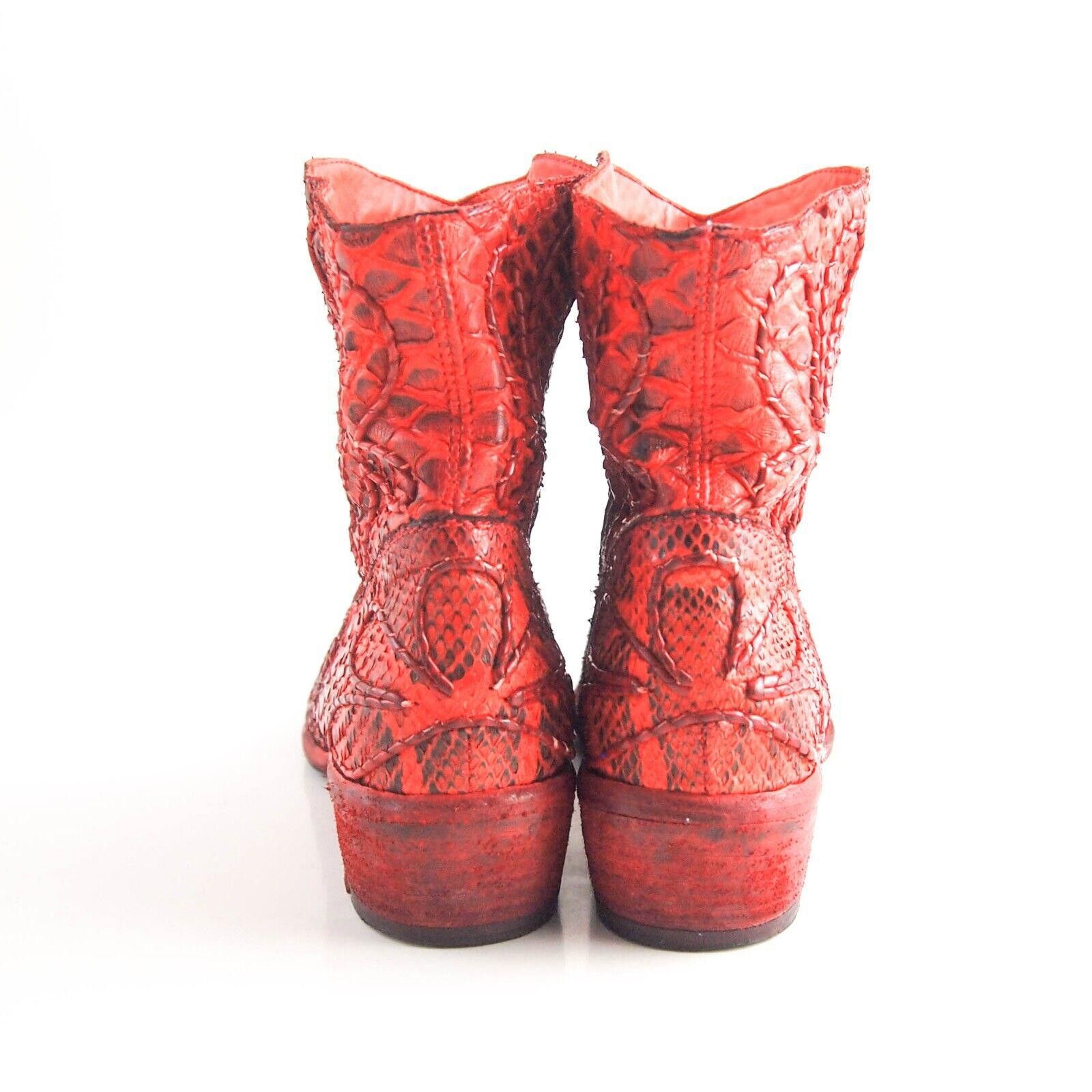 Designer Fauzian Jeunesse Python Boots Red Size US 6 EU 36 $960 Size US 6 / IT 36 - 5 Thumbnail