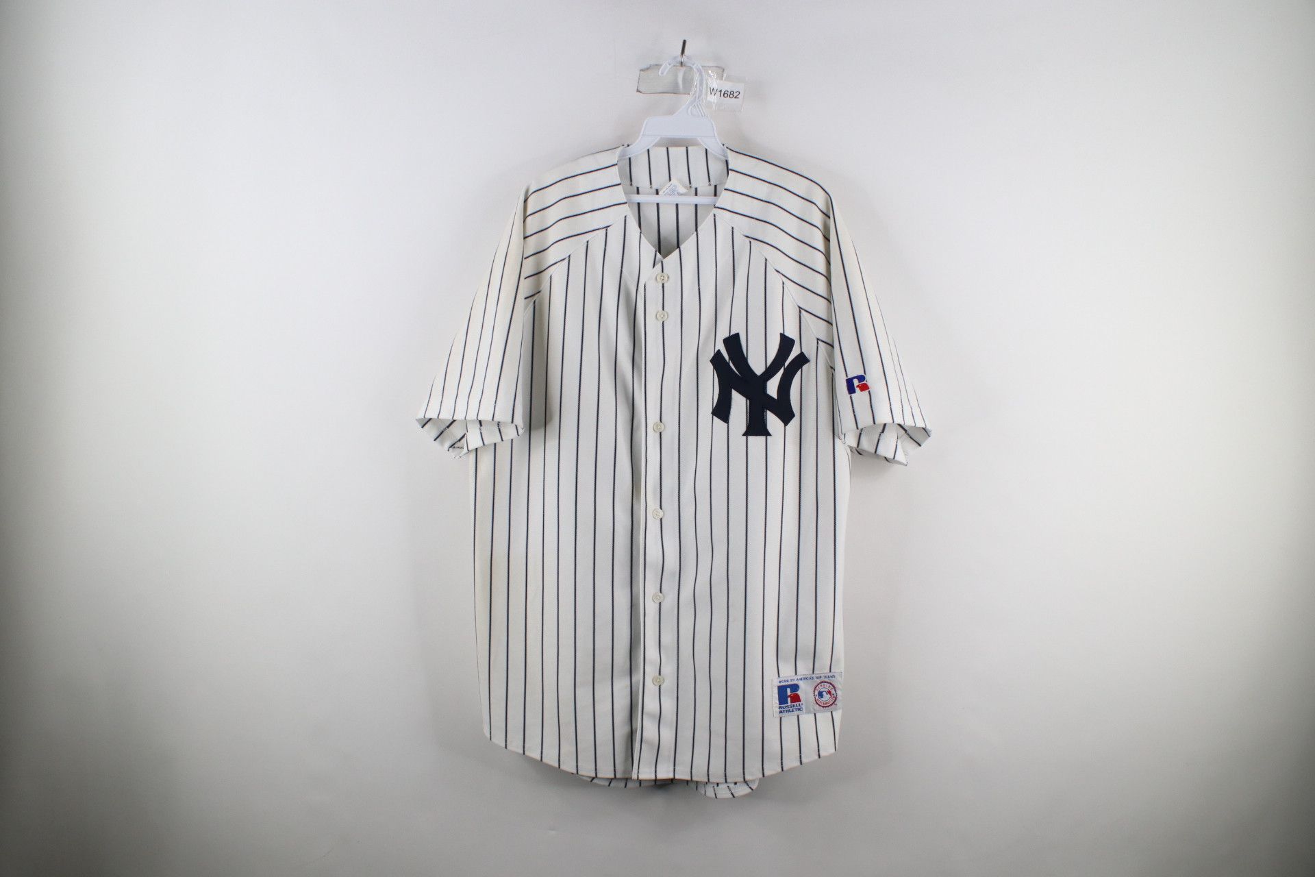 image of 90's Russell Athletic New York Baseball Jersey in White, Men's (Size Large)