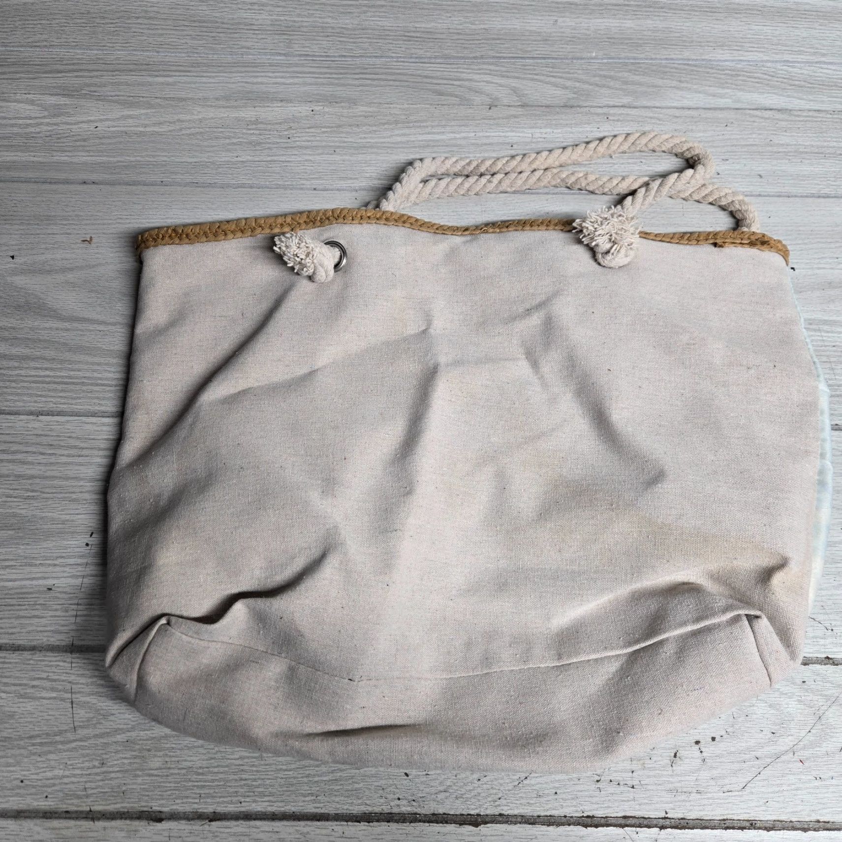 Vintage Myrtle Beach Tote Bag Canvas Beach Unicorn White Rope Straps Large Womens Bag Beach Tote Bag Cream Canvas Eco Friendly Logo 90s? Size ONE SIZE - 3 Thumbnail