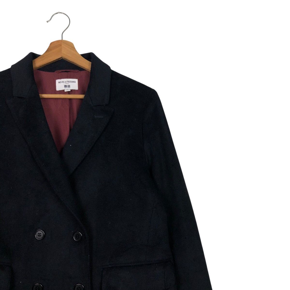 Japanese Brand 📌Rich Black Long Jacket Double Breast Ines De La Fressange Size US XL / EU 56 / 4 - 8 Thumbnail