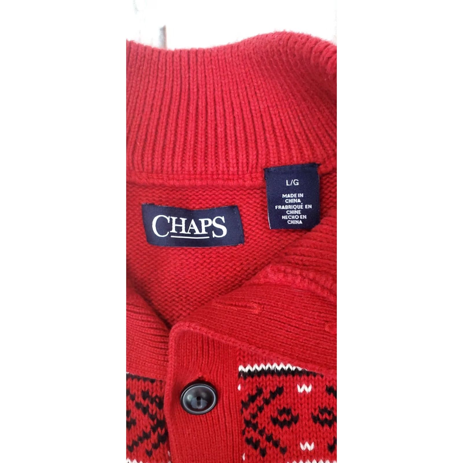 Chaps CHAPS Men’s Button Christmas Sweater L Red Thick Knit Cotton Polar Bear Christmas Sweater Mens Large Red Polar Bear Knit Pullover Size US L / EU 52-54 / 3 - 6 Thumbnail
