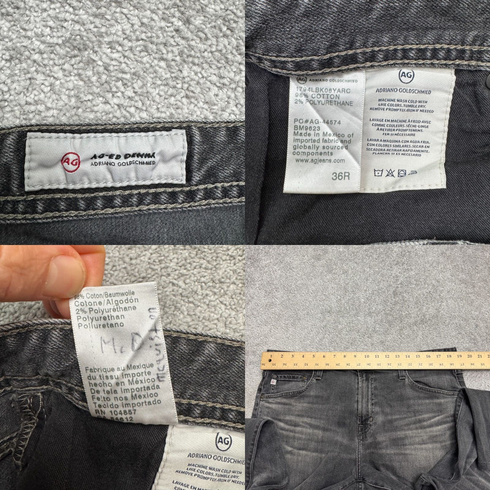 Denime AG Adriano Goldschmied Everett Slim Straight Denim Jeans Mens 36x29 Gray Size US 36 / EU 52 - 8 Thumbnail