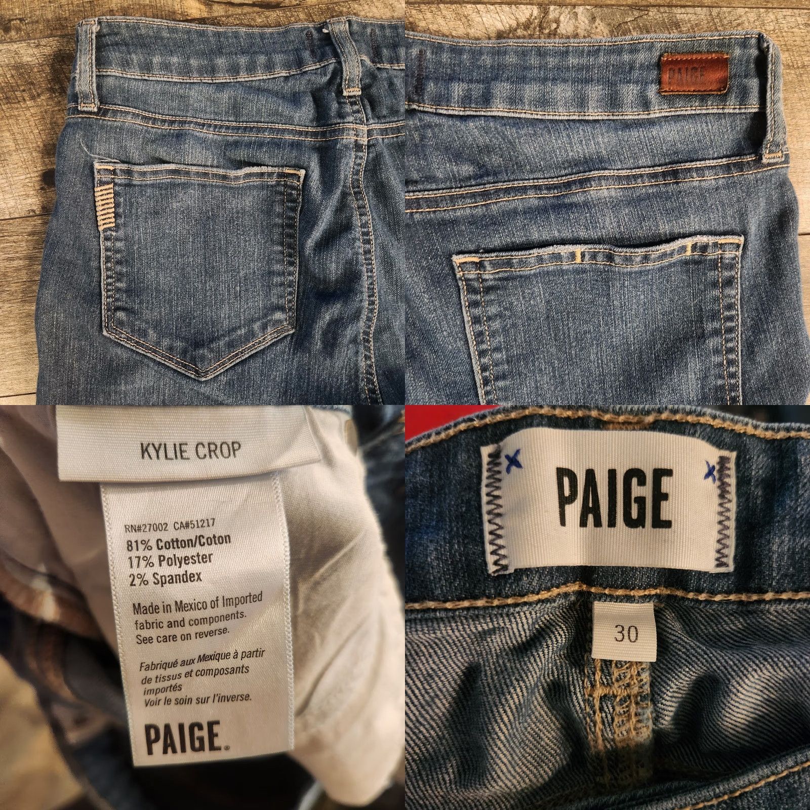 Paige Paige Kylie Crop Jeans Womens 30 Dark Wash Mid Rise Denim Casual Jeans Womens Size 30 Blue Size 30" / US 8 / IT 44 - 8 Thumbnail