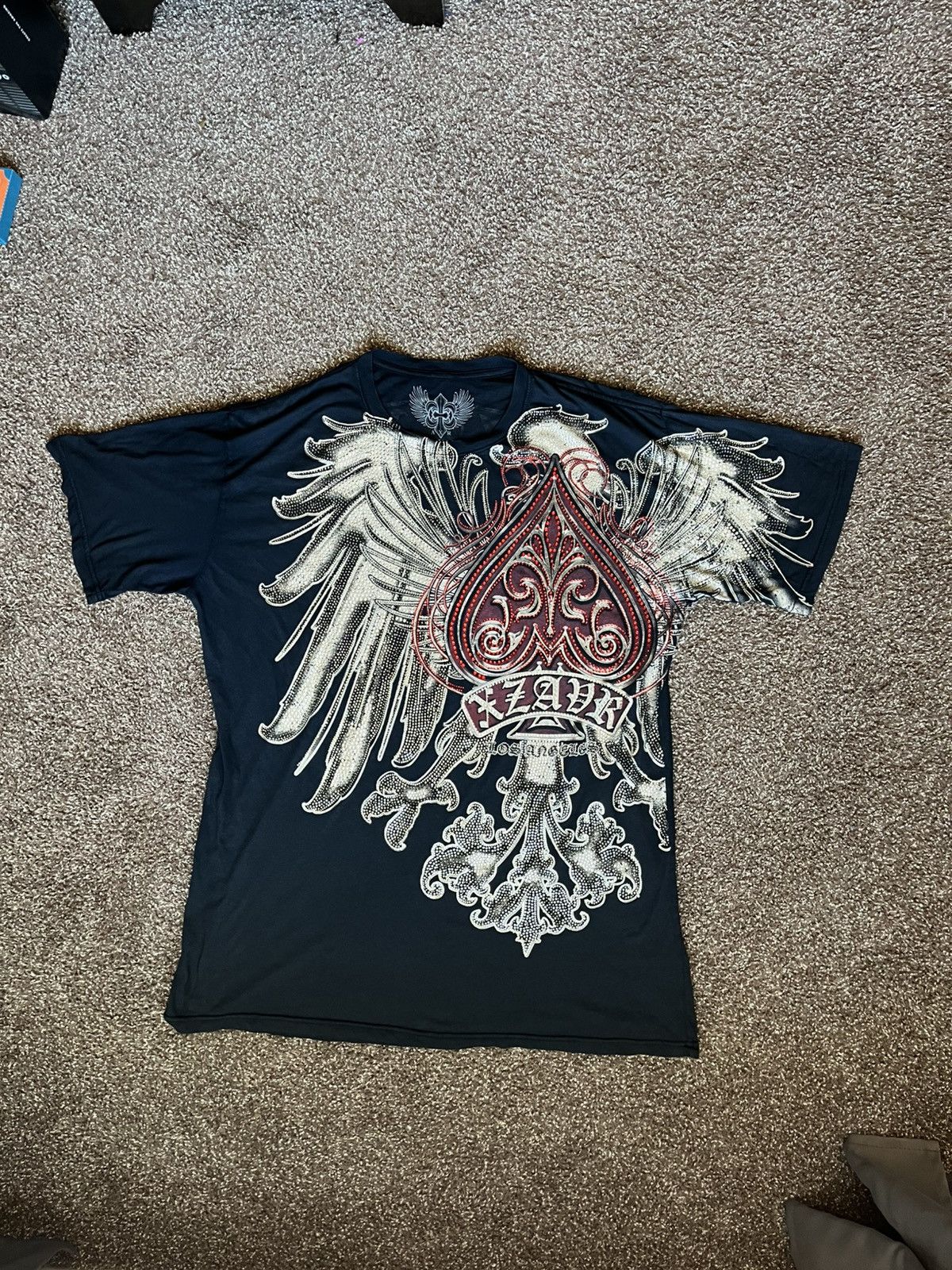 Affliction Xzavier Los Angeles Winged Spade Tee — 2XL Y2K Rhinestone Size US XXL / EU 58 / 5 - 4 Thumbnail