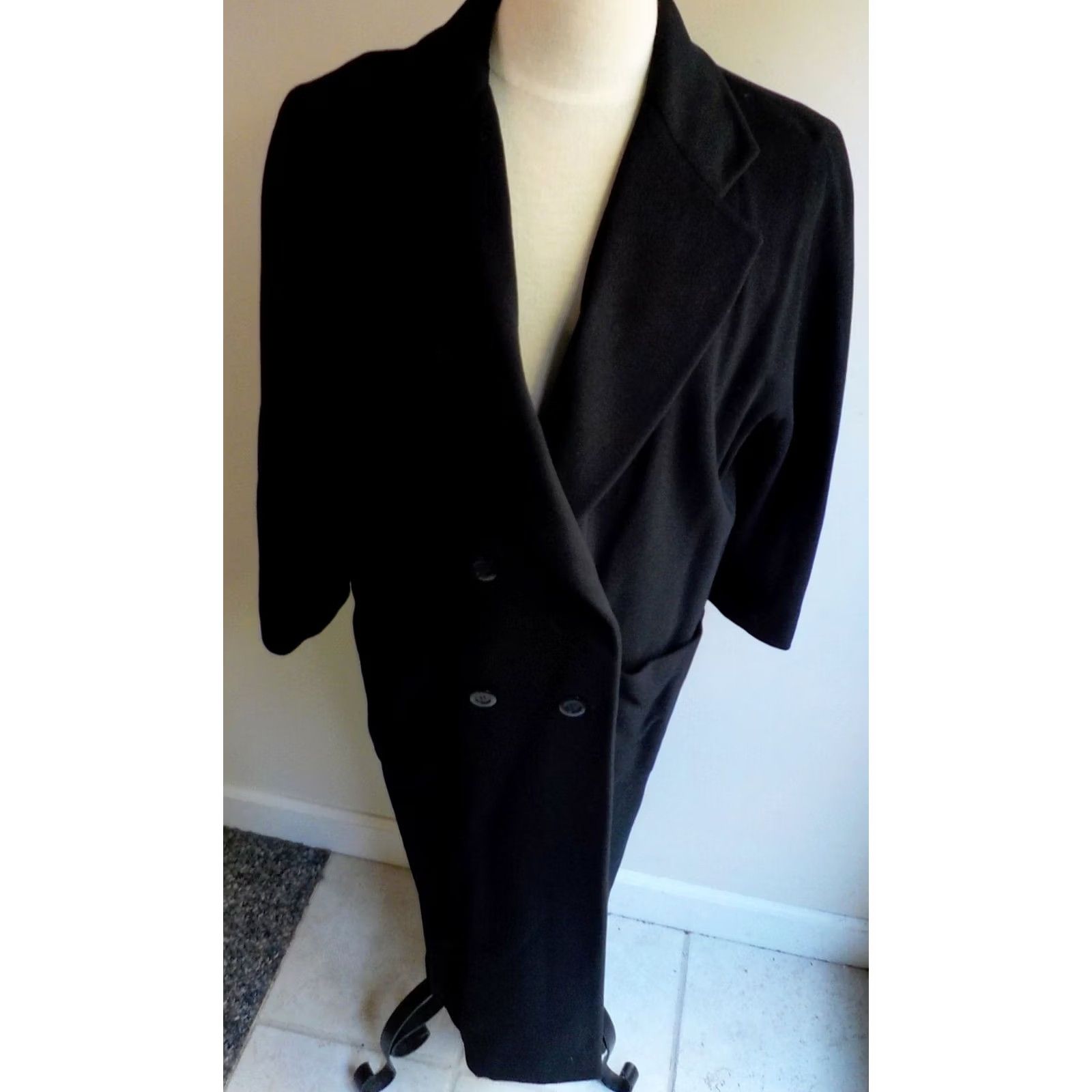 Doublet VINTAGE Riccardo Piacenza Pure Cashmere Long Double Breasted Coat Black 42-Made in Italy Women Overcoat Size 12 Size XL / US 12-14 / IT 48-50 - 2 Thumbnail