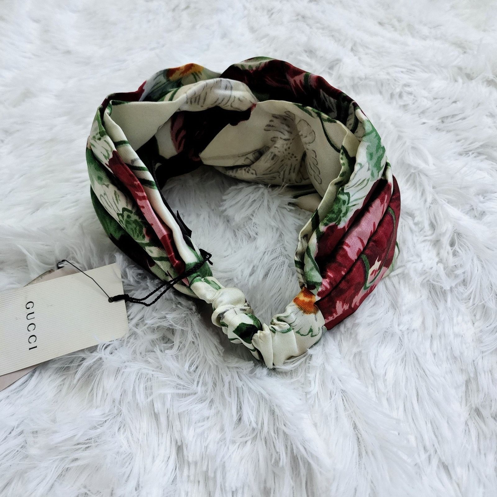 Gucci Gucci Floral Print Silk Headband Ivory NWT size Medium Size ONE SIZE - 1 Thumbnail