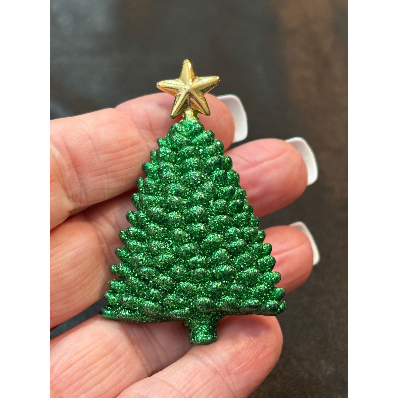 Other Vintage Glitter Christmas Tree Brooch unsigned 2.25” 27g Size ONE SIZE - 1 Thumbnail
