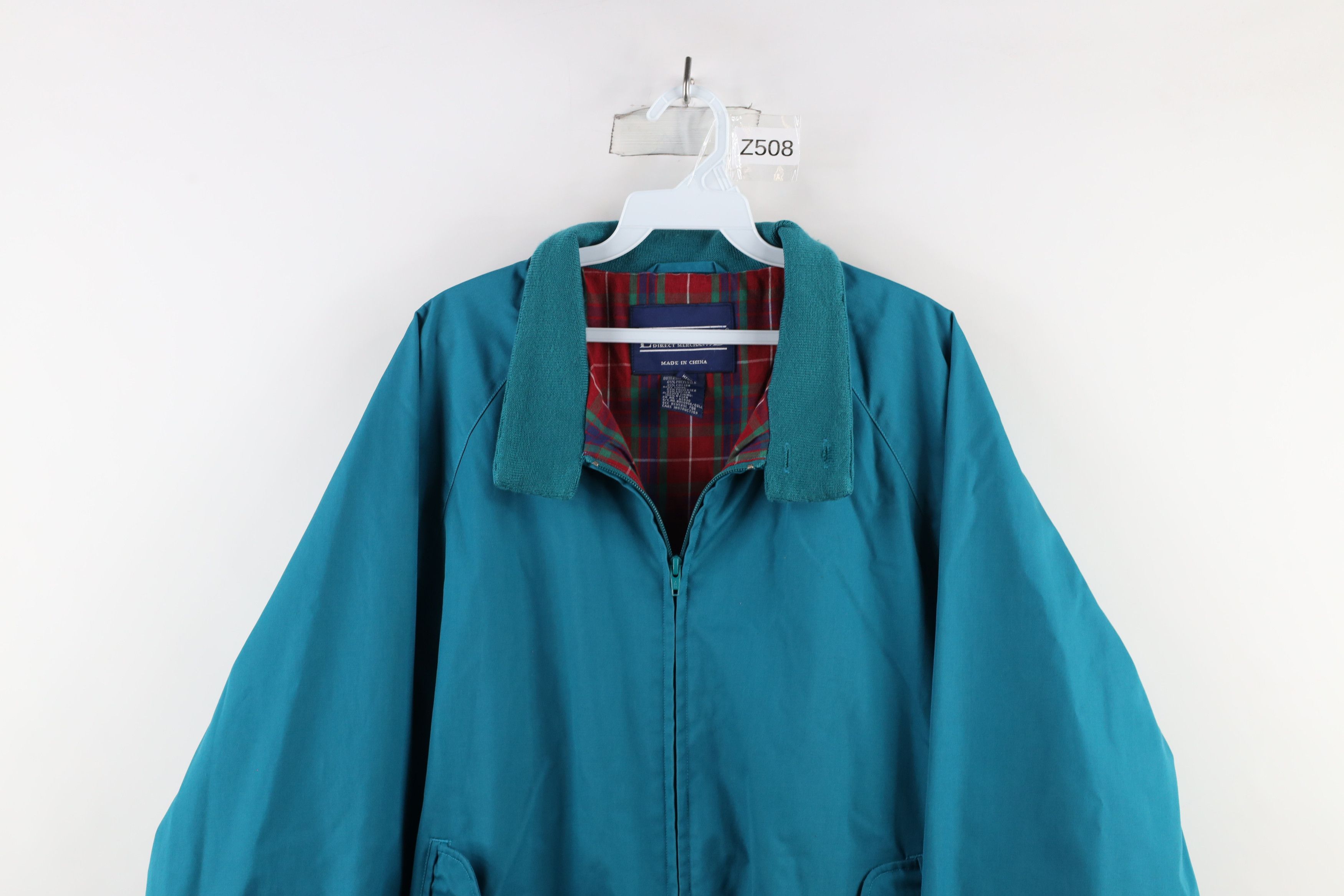 Lands' End × Vintage Vintage 90s Lands End Full Zip Cafe Racer Bomber Jacket Teal Size US L / EU 52-54 / 3 - 2 Thumbnail