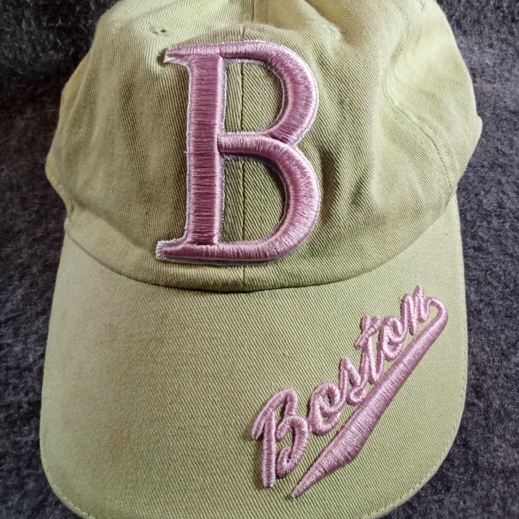 Spell VINTAGE Boston Hat Cap Strap Back Adjustable Womens Green Pink Logo Spell Out Script Size ONE SIZE - 2 Thumbnail
