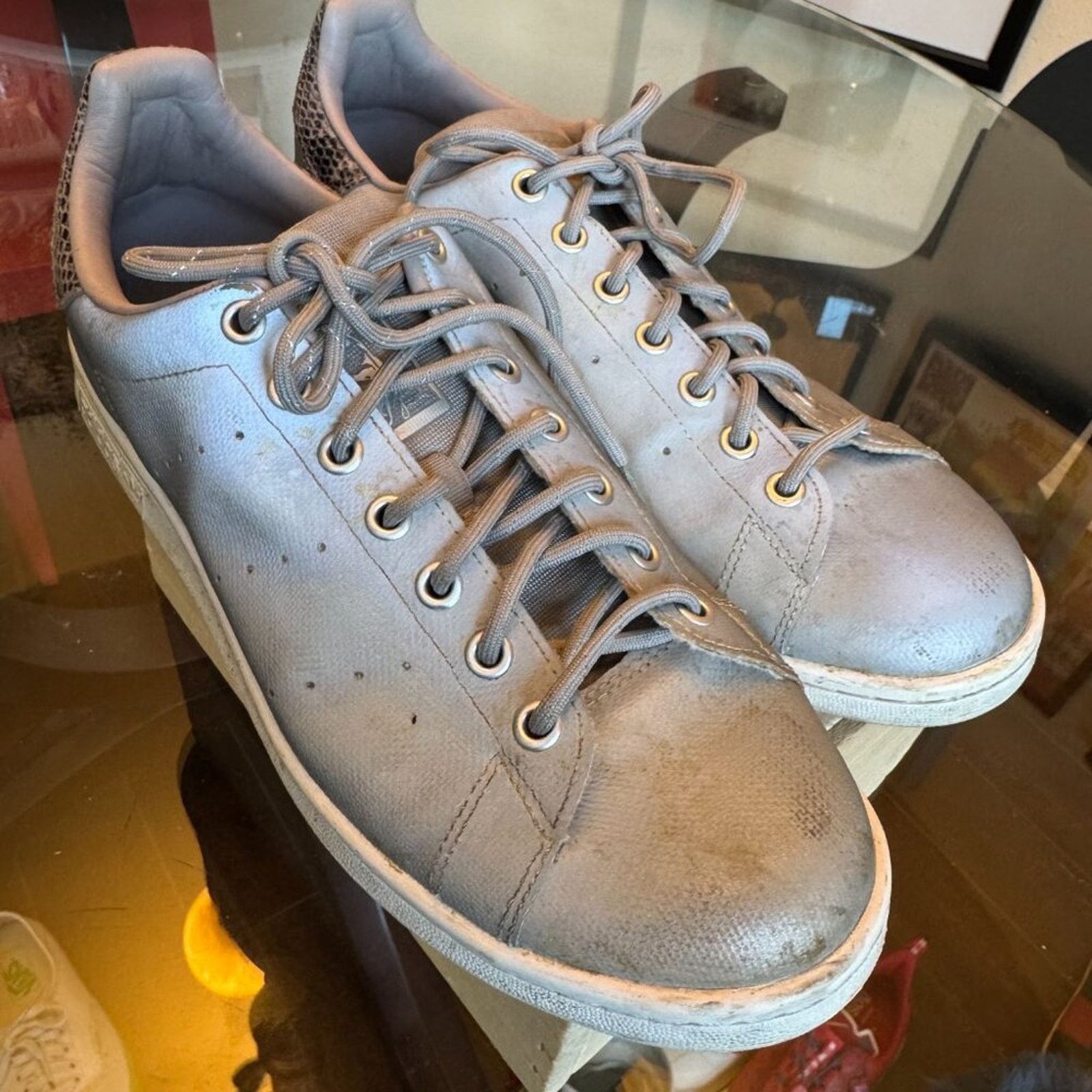 Adidas Adidas Stan Smith Grey/Snakeskin, Men’s 10.5, Fair Condition Size US 10.5 / EU 43-44 - 2 Thumbnail
