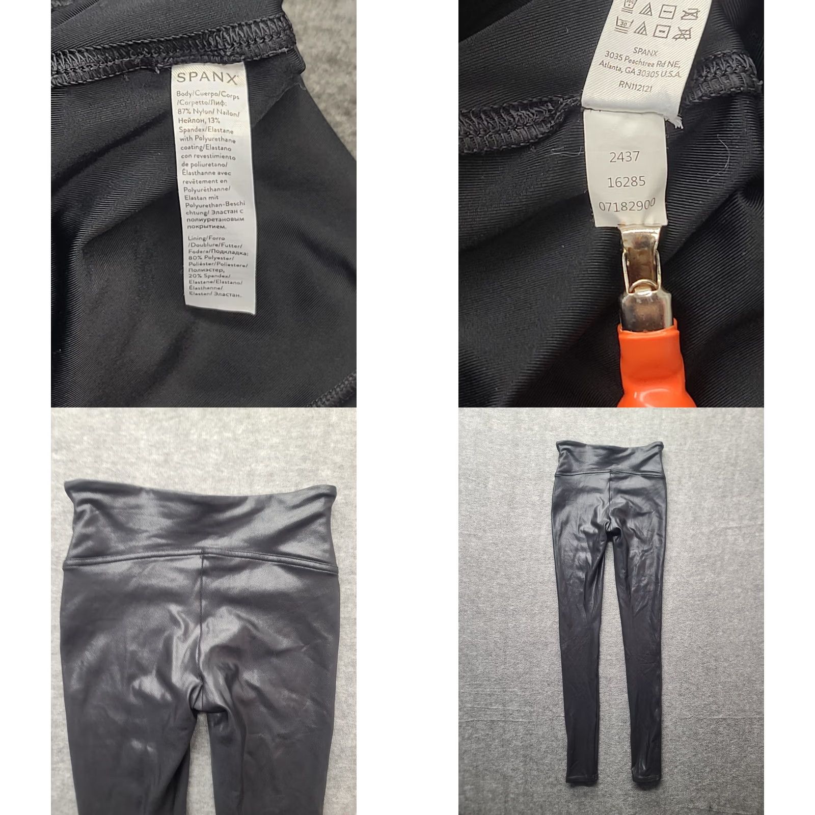Spanx Spanx Moto Leggings Womens XS Slim Fit Tapered Leg High Rise Faux Leather Black Pant Leggings Slimming Shaping Stretch Ankle 27in Inseam Size 26" / US 2 / IT 38 - 8 Thumbnail
