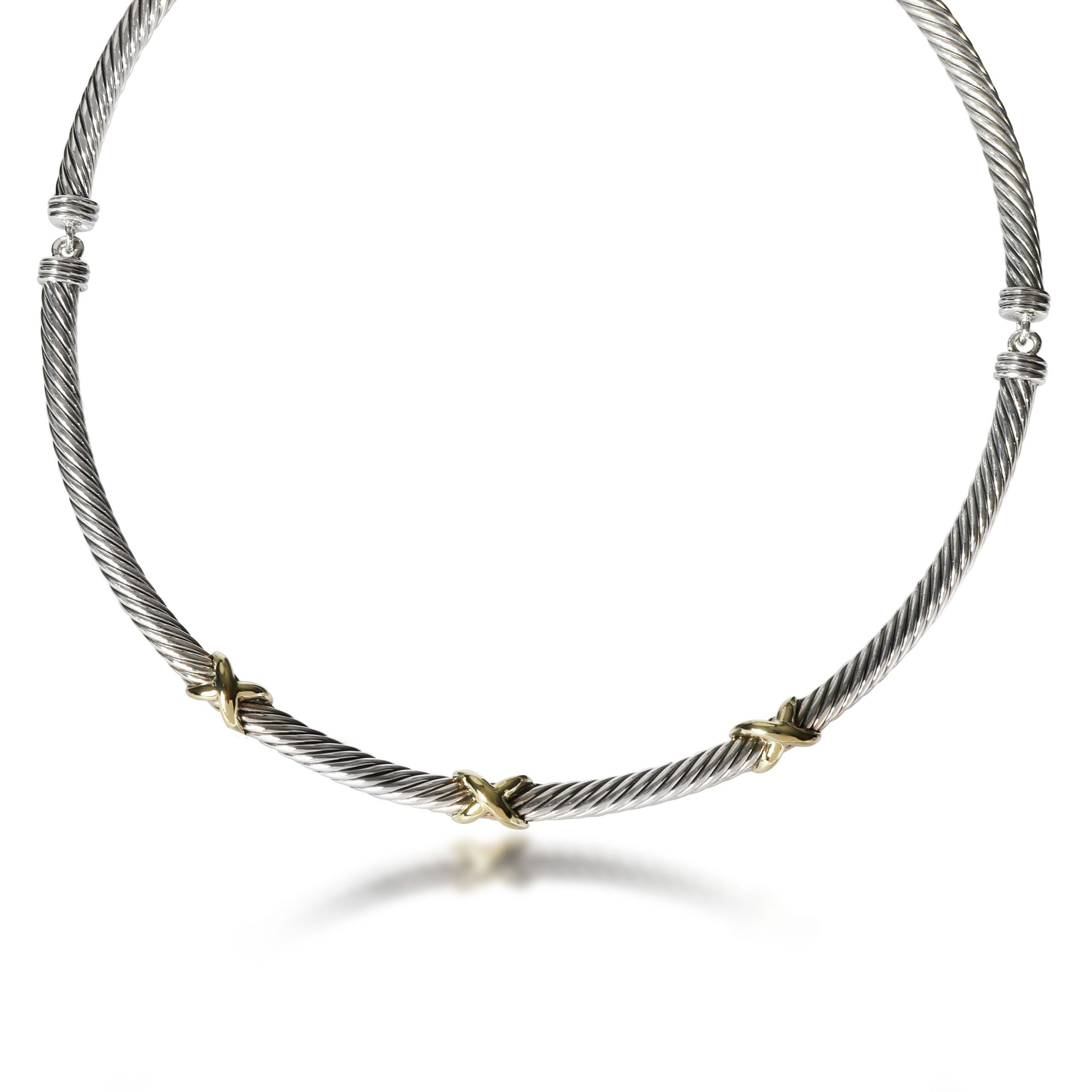 image of David Yurman X Necklace In 14K Yellow Gold/sterling Silver, Women's