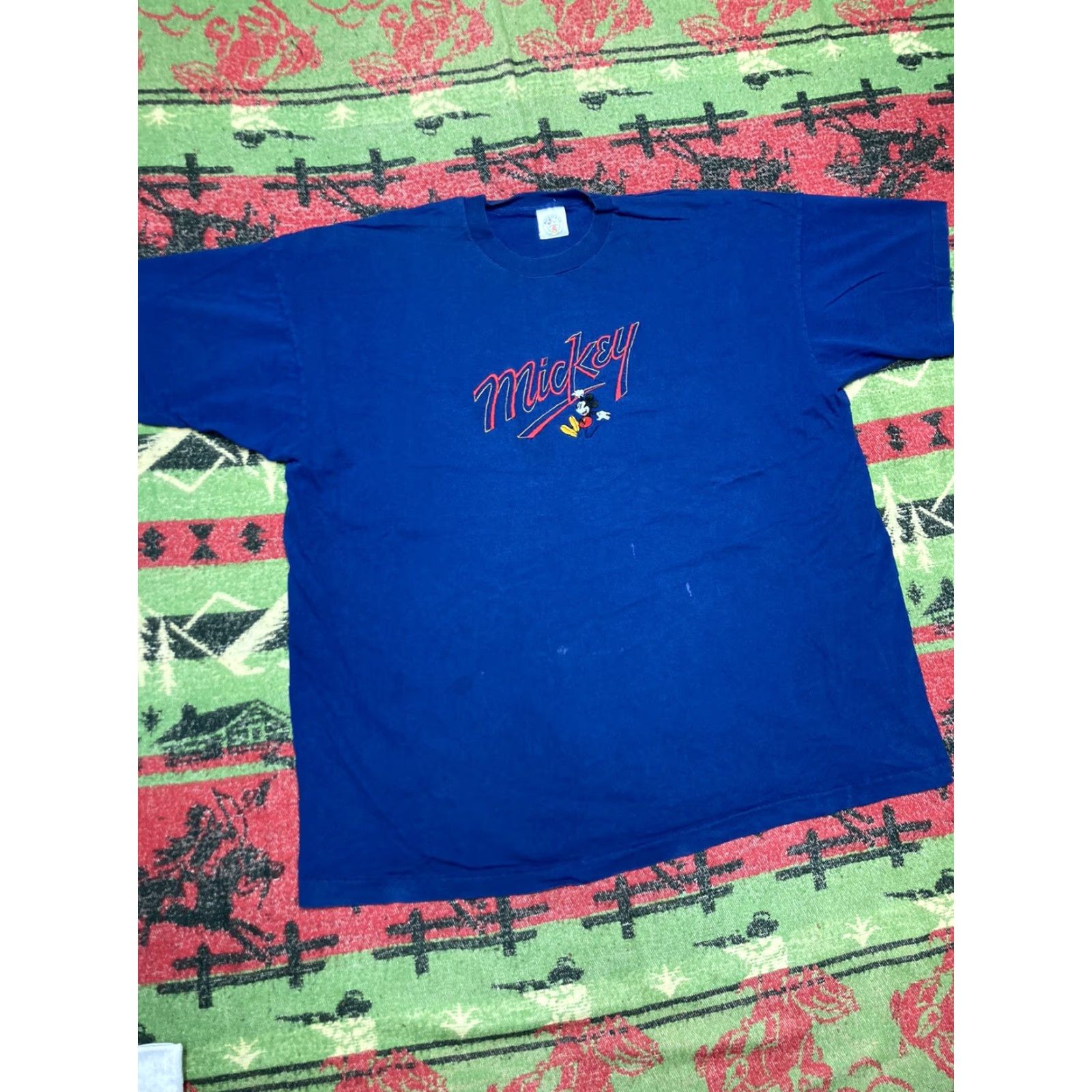 Disney VINTAGE Mickey Mouse T-Shirt Embroidered 90s 3XL Men Blue Disney Graphic Shirt Size US XXL / EU 58 / 5 - 2 Thumbnail