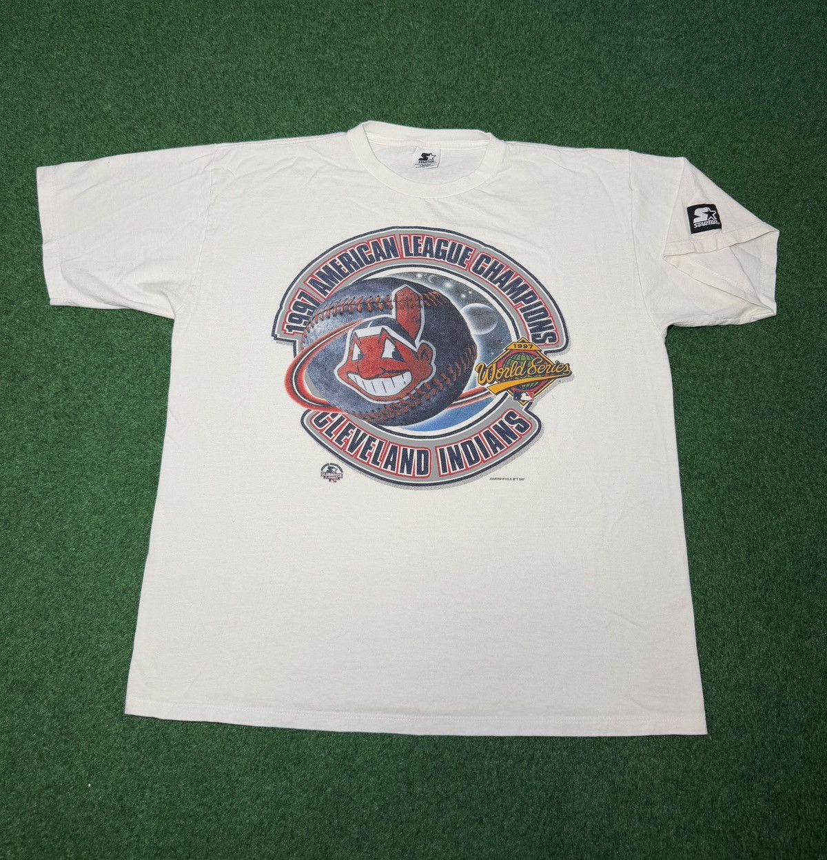 Starter 90s Cleveland Indians Starter Champions Retro Logo T Shirt Size US L / EU 52-54 / 3 - 1 Thumbnail