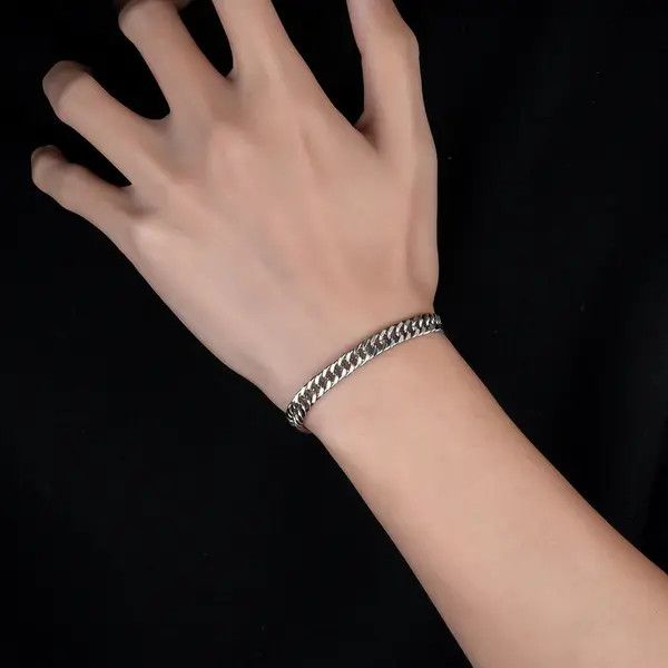 Jewelry Silver Chain Link Bracelet, Classic Men's Bracelet Size ONE SIZE - 8 Thumbnail