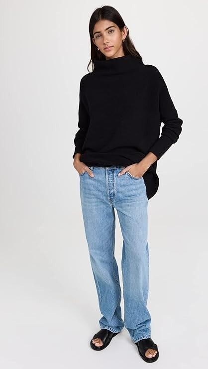 Free People Free People Ottoman Slouchy Sweater Tunic Black ( S ) Size S / US 4 / IT 40 - 2 Thumbnail