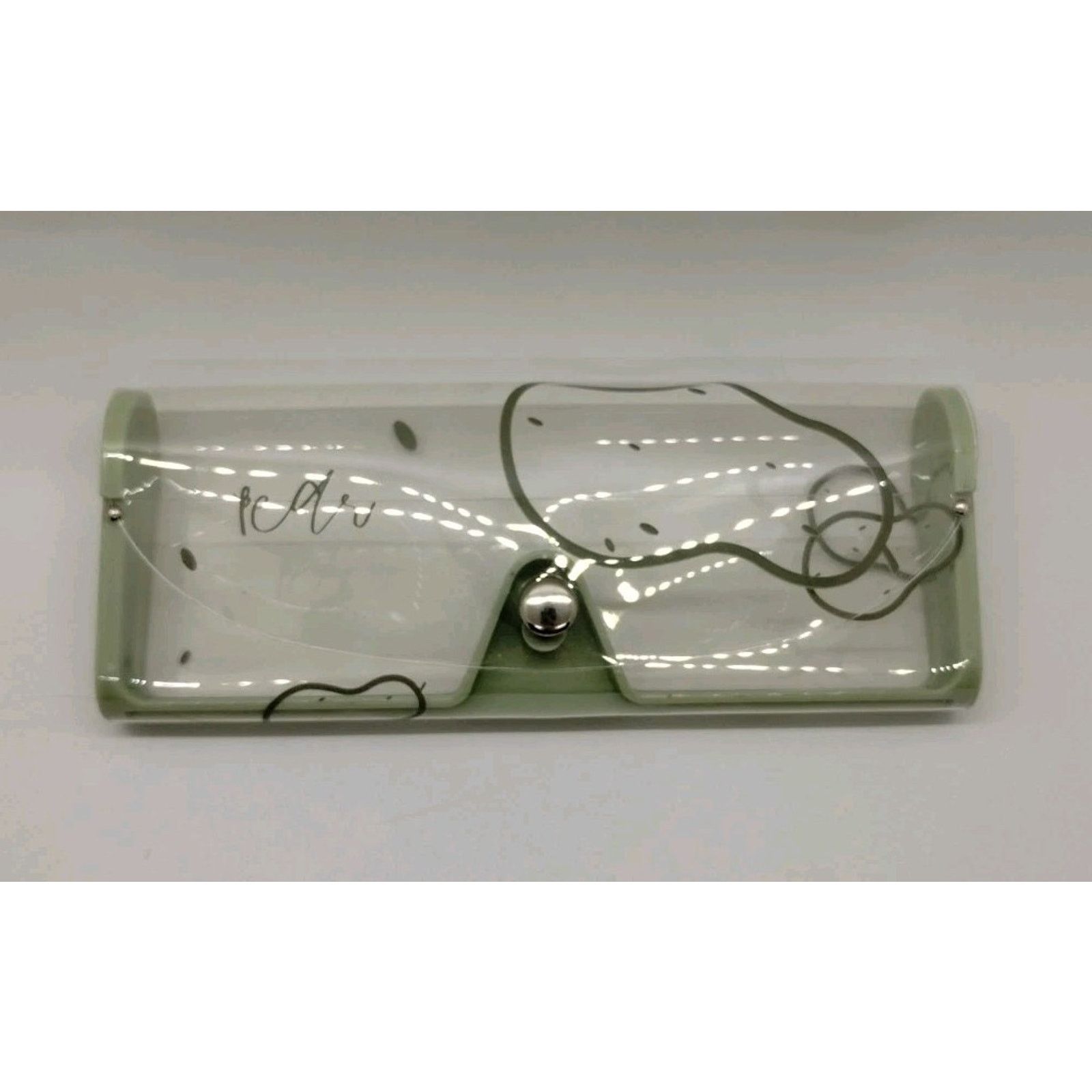 Vintage Green Pear Transparent Eyeglass Case - Snap Close Size ONE SIZE - 1 Thumbnail