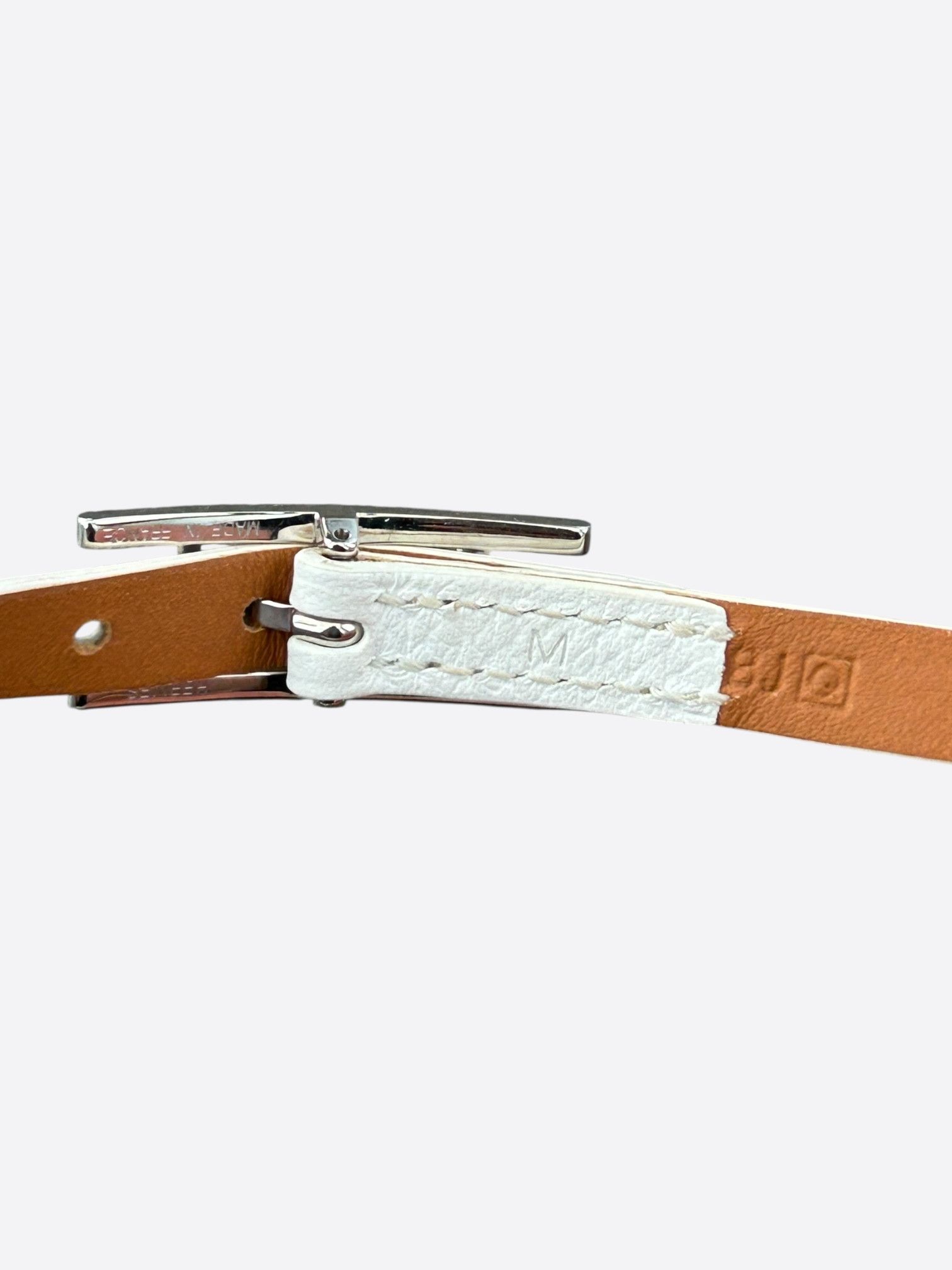 Hermes White Epsom & Palladium Hardware Behapi Double Tour Bracelet Size ONE SIZE - 3 Thumbnail