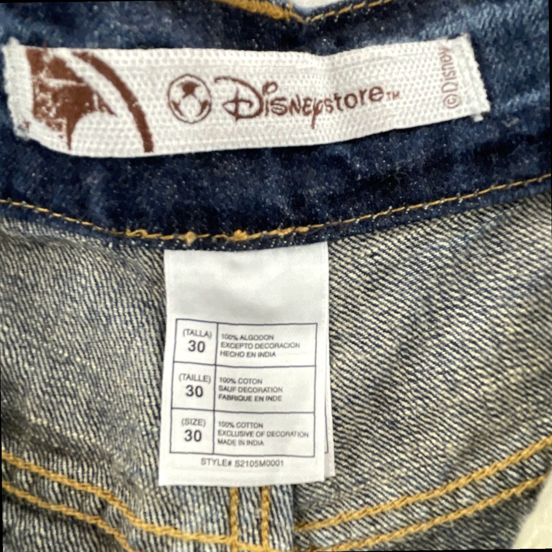 Disney Disney Store Mens Shorts, 30, Blue, Dark Wash, Mickey Mouse Embroidery, Denim Bermuda Size US 30 / EU 46 - 2 Thumbnail