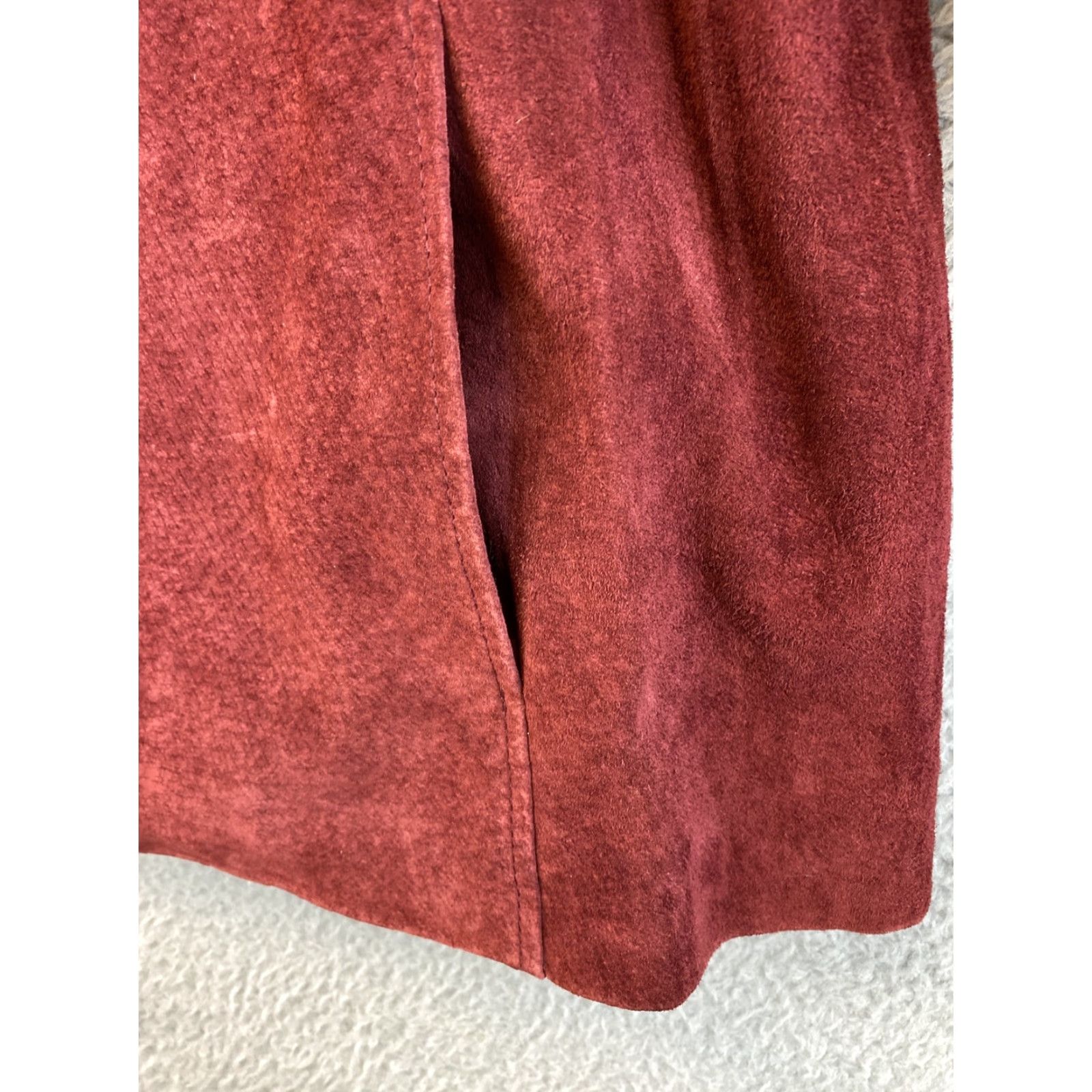 Essentials Modern Essentials Women's Leather Bomber Jacket Red Size L Fall Spring Winter Casual Workwear Size L / US 10 / IT 46 - 5 Thumbnail
