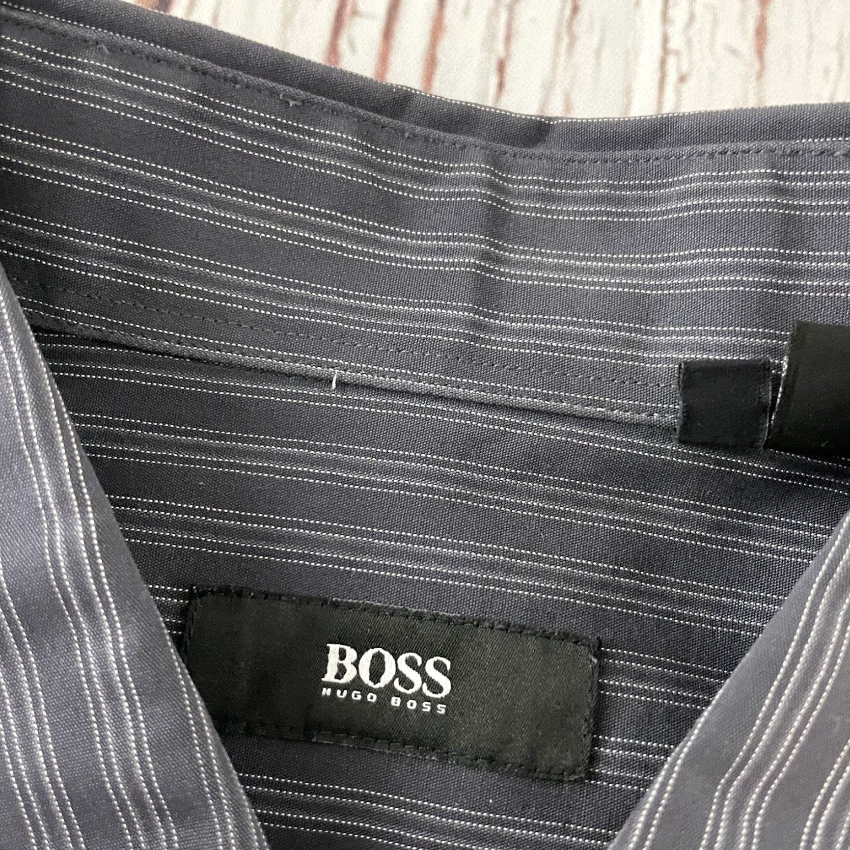 Hugo Boss HUGO BOSS Striped Long Sleeve Button-Up Shirt Mens 16.5 Gray Size US XL / EU 56 / 4 - 2 Thumbnail