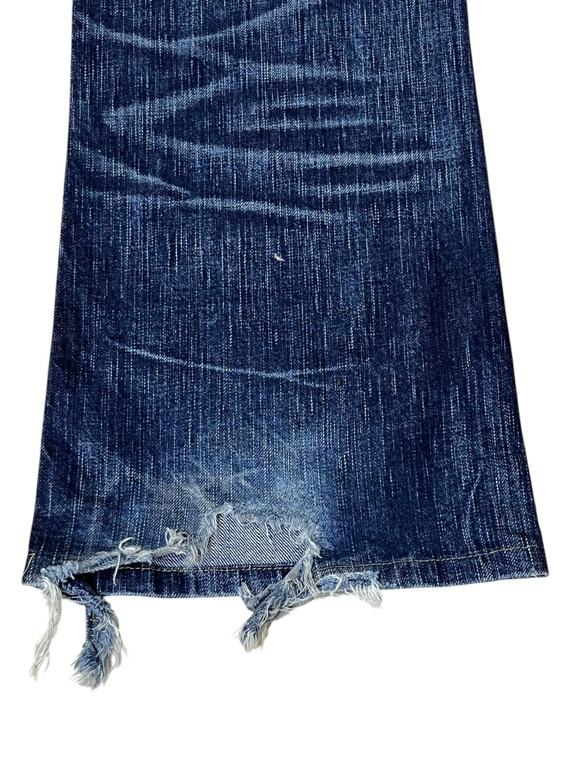 Edwin SICK🔥VINTAGE EDWIN 503 FLARED BLUE TRIP DISTRESSED JEANS Size US 35 - 10 Thumbnail