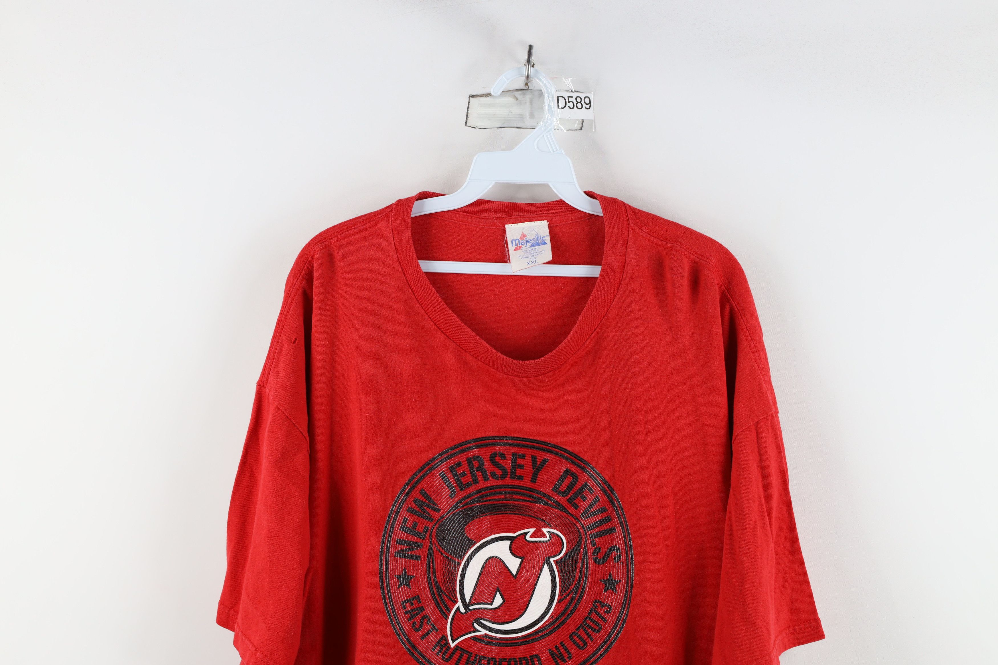 Majestic × Vintage Vintage 90s Majestic New Jersey Devils Hockey T-Shirt Red Size US XXL / EU 58 / 5 - 2 Thumbnail