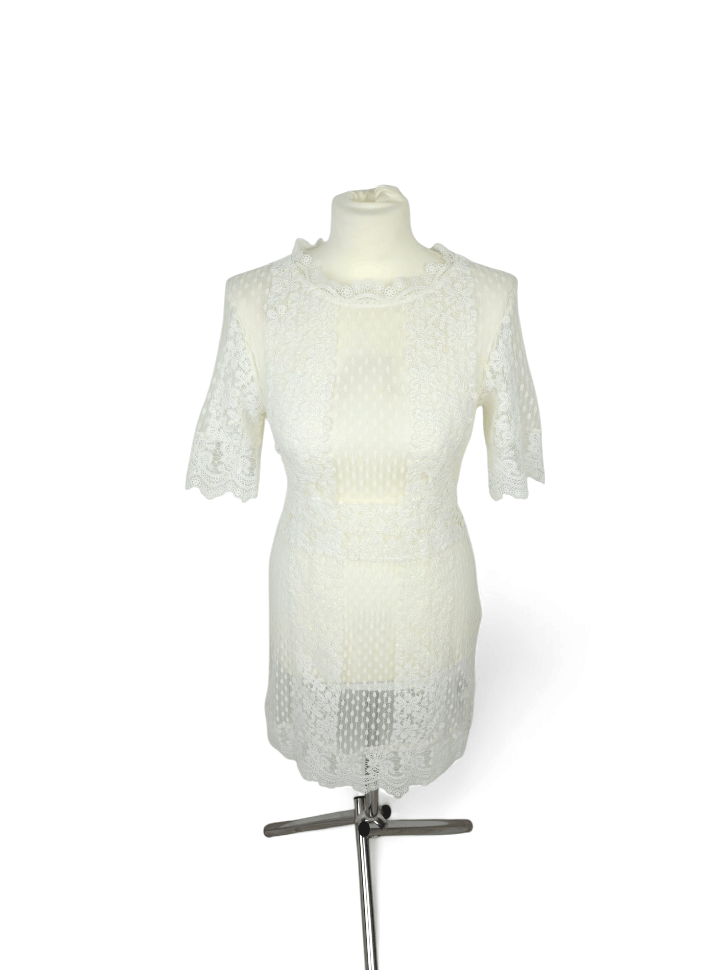 Maje 💎 Maje Transparent White Lace Midi-Length Dress Size M / US 6-8 / IT 42-44 - 1 Thumbnail
