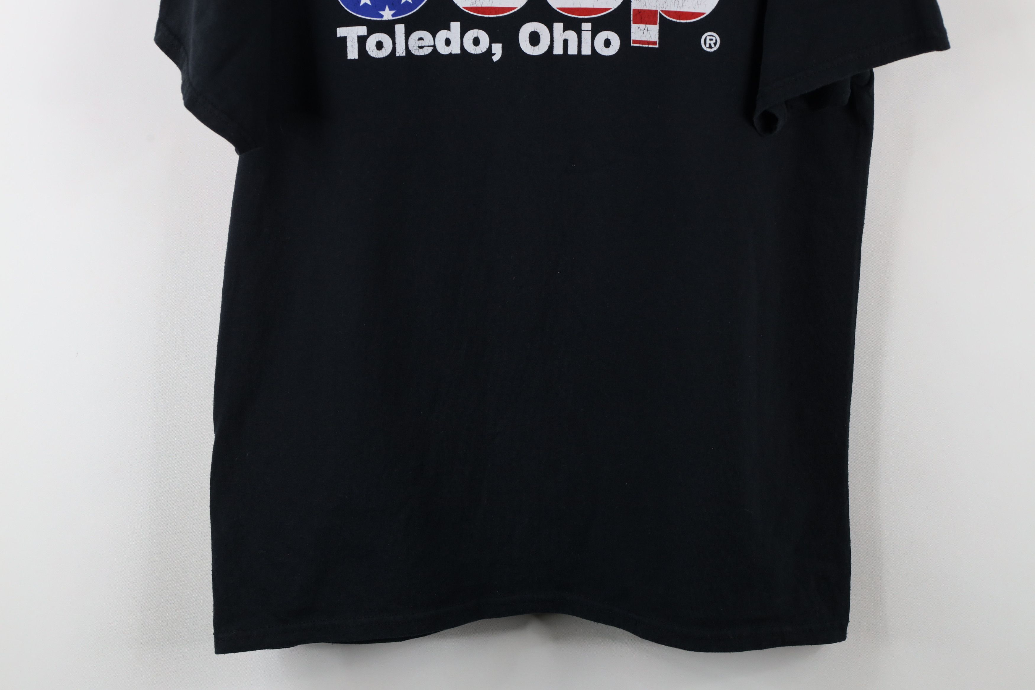 Vintage Vintage 90s Spell Out USA Flag Jeep Motors T-Shirt Black Size US L / EU 52-54 / 3 - 3 Thumbnail