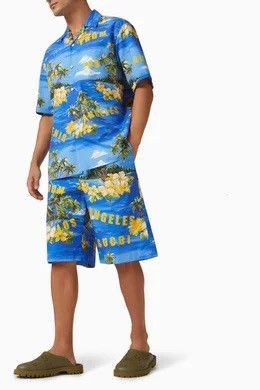 Gucci Gucci Souvenir From Los Angeles Shorts Blue Hawaii Print Size US 29 - 2 Thumbnail