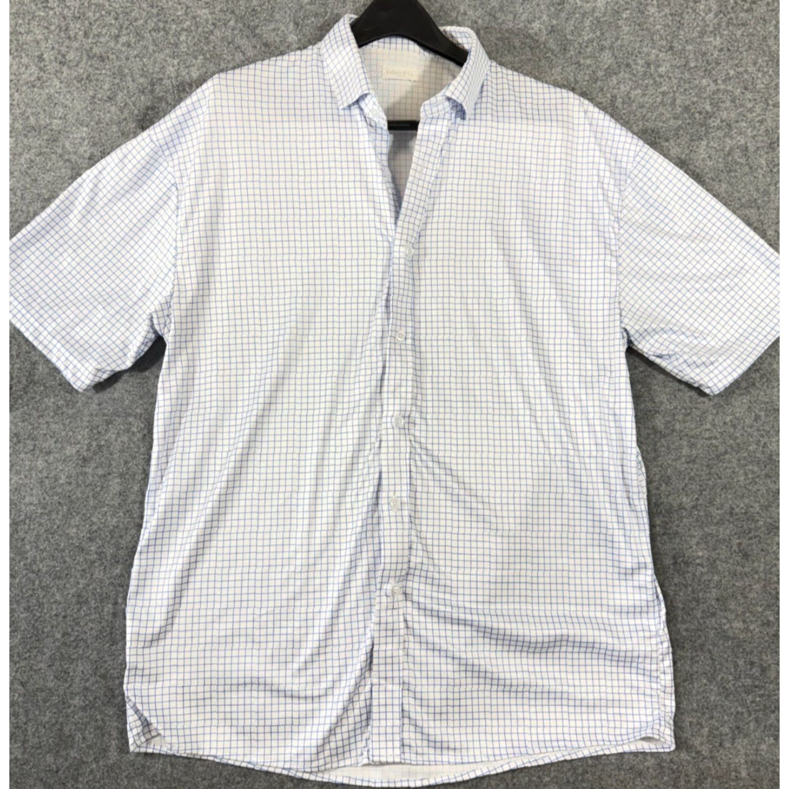 Vintage Collars & Co Shirt Mens XL Blue White Check Dress Collar Polo Short Sleeve Size US XL / EU 56 / 4 - 2 Thumbnail