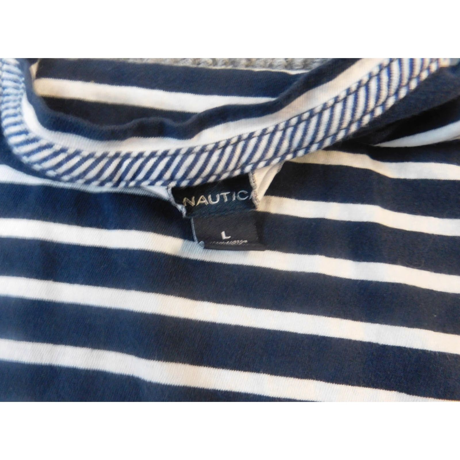 Nautica Nautica Womens Blouse Short Sleeve Round Neck Striped Blue 100% Cotton Regular Small Casual Size S / US 4 / IT 40 - 6 Thumbnail