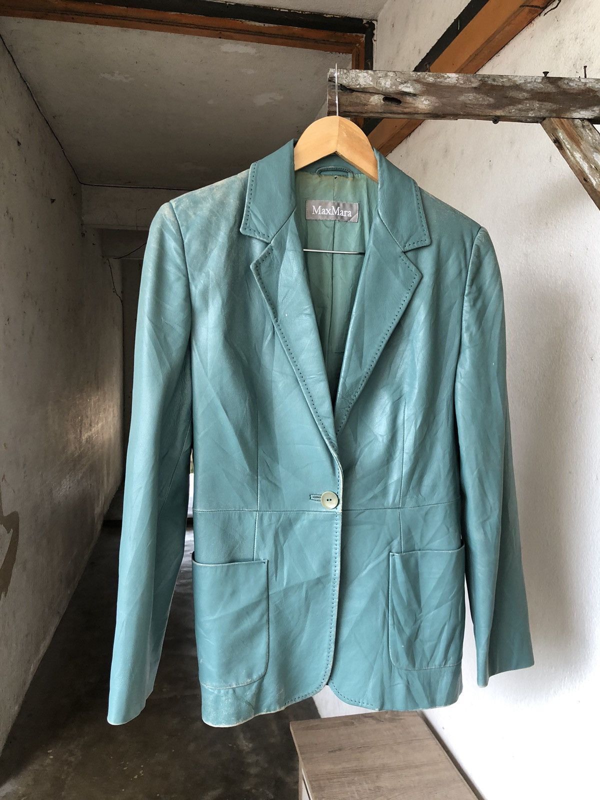 Vintage Vintage Max Mara Distressed Leather Blazer Jacket Size M / US 6-8 / IT 42-44 - 5 Thumbnail