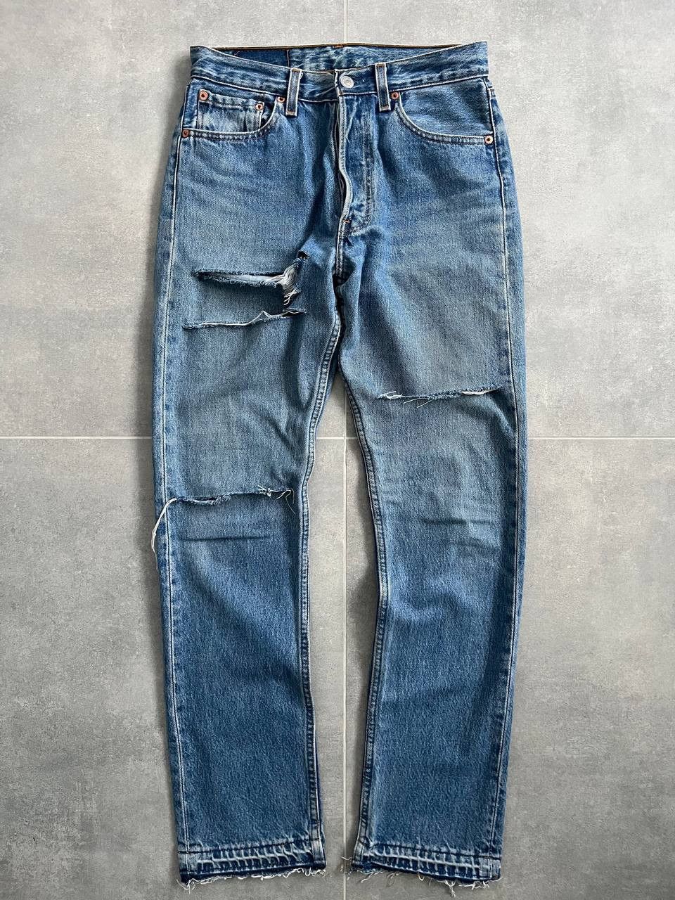 Levis Vintage 501 Straight Lightwash Distressed Jeans