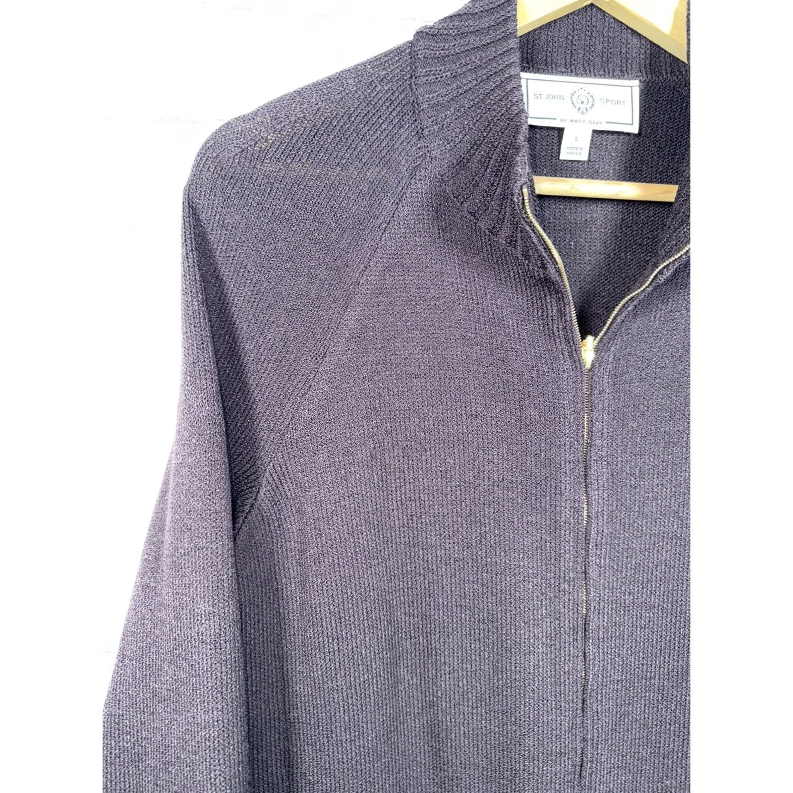 St. John St. John Sport Marie Dark Purple Full Zip Wool Blend Jacket Womens L Size L / US 10 / IT 46 - 6 Thumbnail