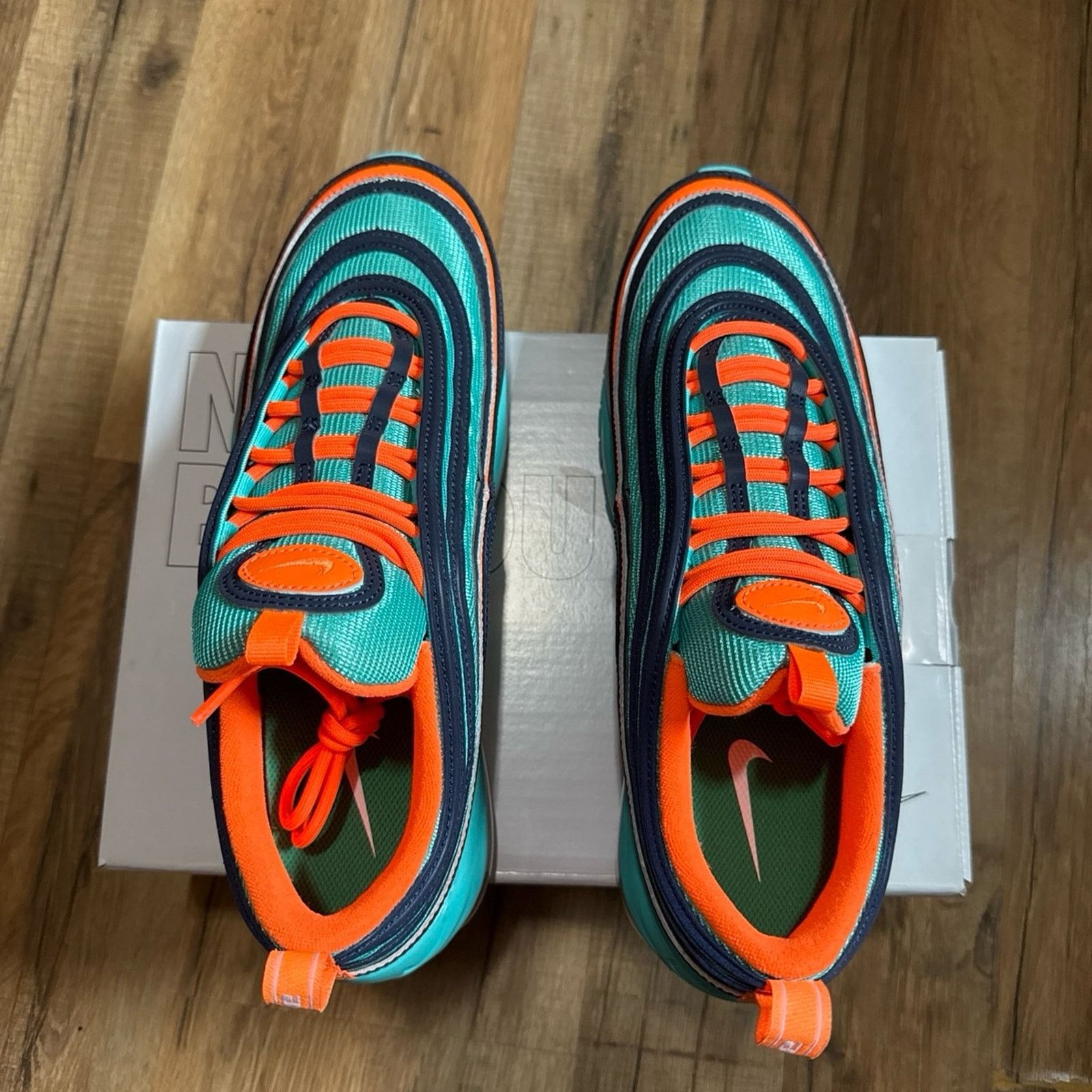 Nike Nike ID Air Max 97 By You Aqua Blue Orange Size US 11 / EU 44 - 3 Thumbnail