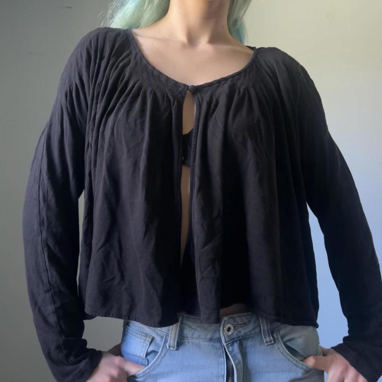 Nine West Black chic button-up open blouse Size M / US 6-8 / IT 42-44 - 1 Thumbnail