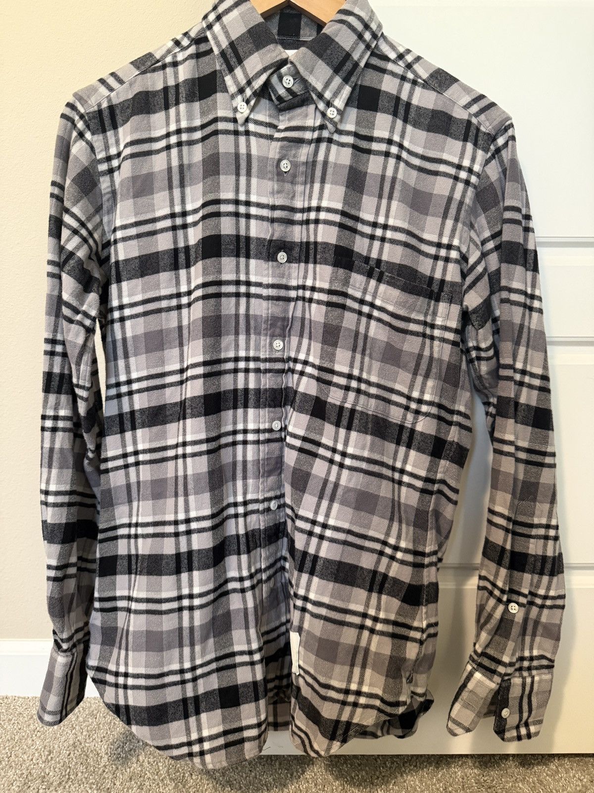Thom Browne Thom Browne Gray Check Button Down Shirt Japan Size 1 Size US S / EU 44-46 / 1 - 1 Thumbnail