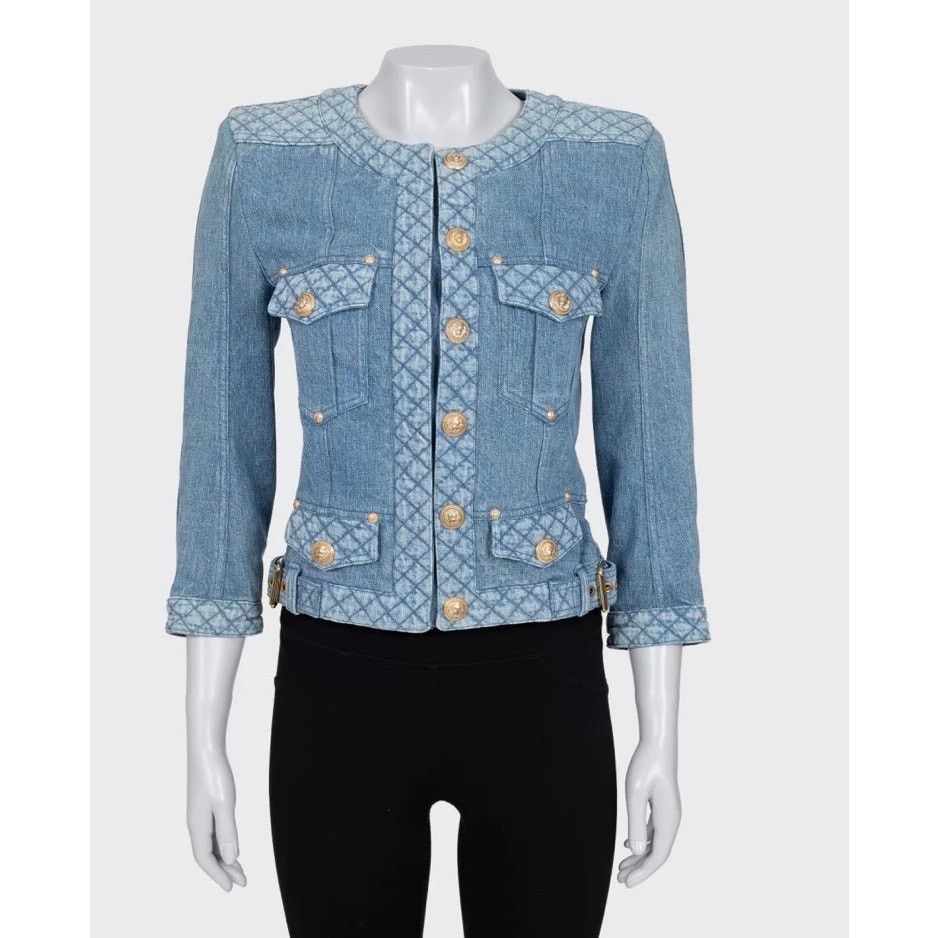 Balmain Balmain Denim Jacket with Gold Hardware - Size FR38 (M) Size M / US 6-8 / IT 42-44 - 1 Thumbnail