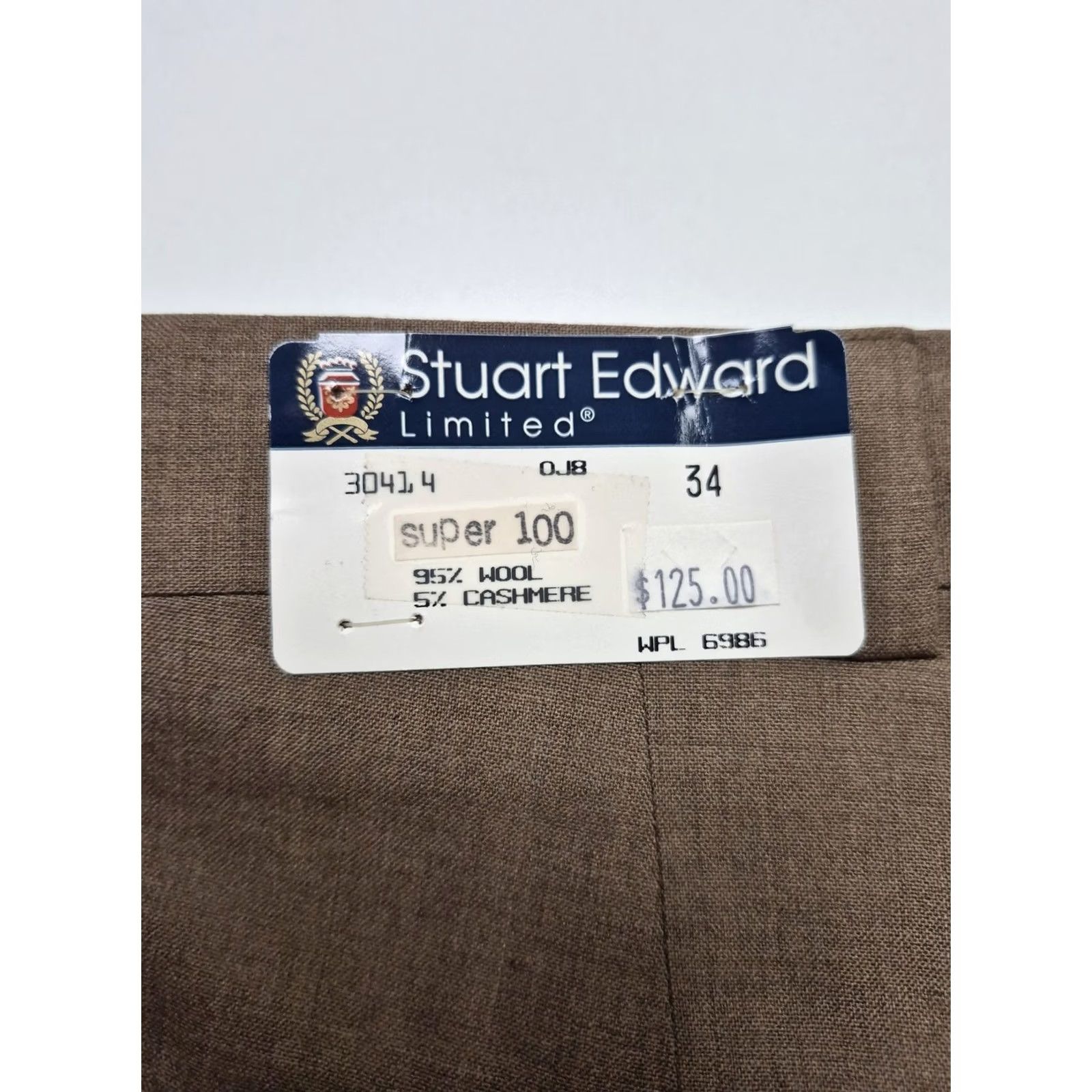 Vintage Stuart Edward Limited Dress Pants Mens 34x36 Beige Wool Pleated Unhemmed NWT Size US 34 / EU 50 - 4 Thumbnail