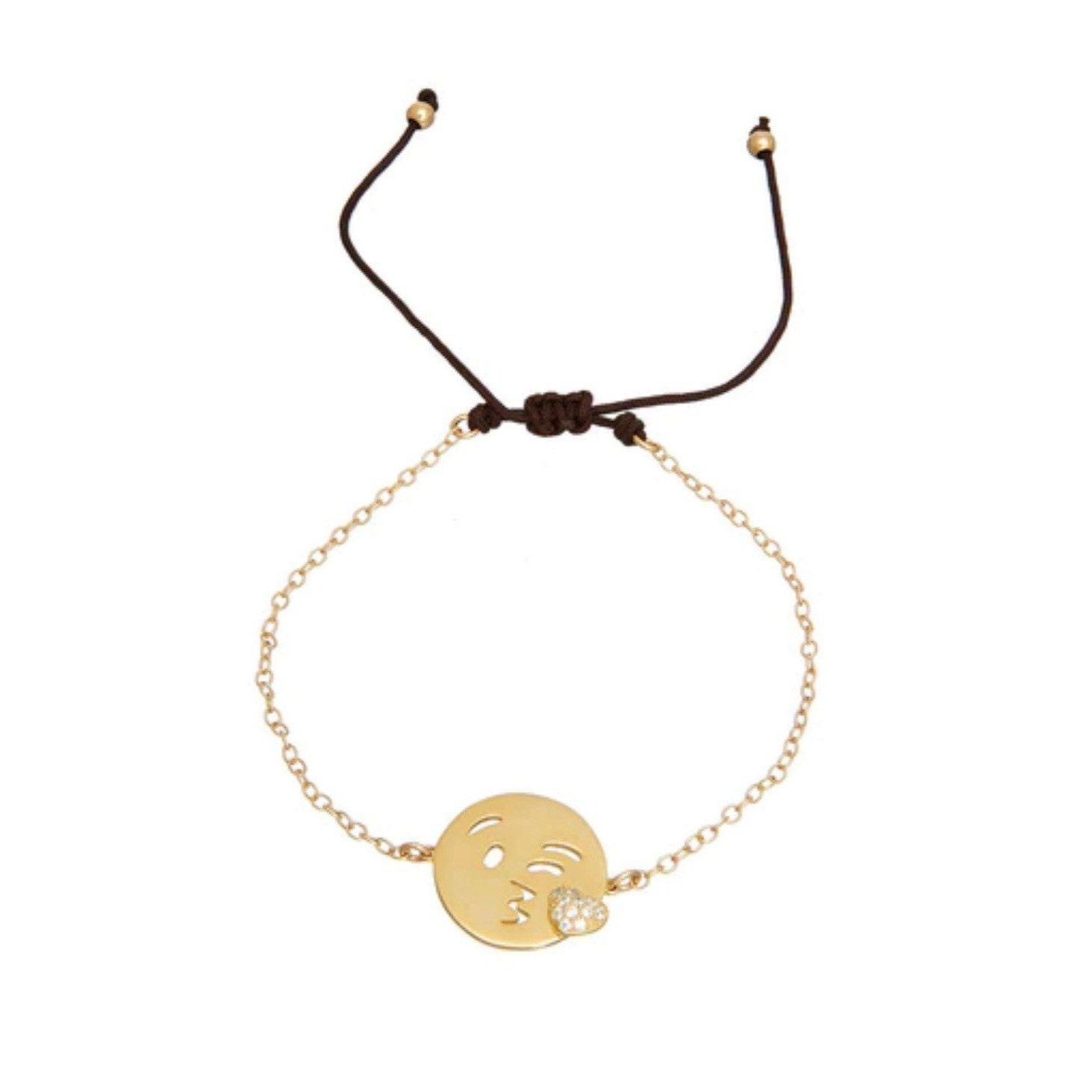 Other New Emoji Wink Kiss Sterling Silver 14K Gold Vermeil Bracele Size ONE SIZE - 1 Thumbnail