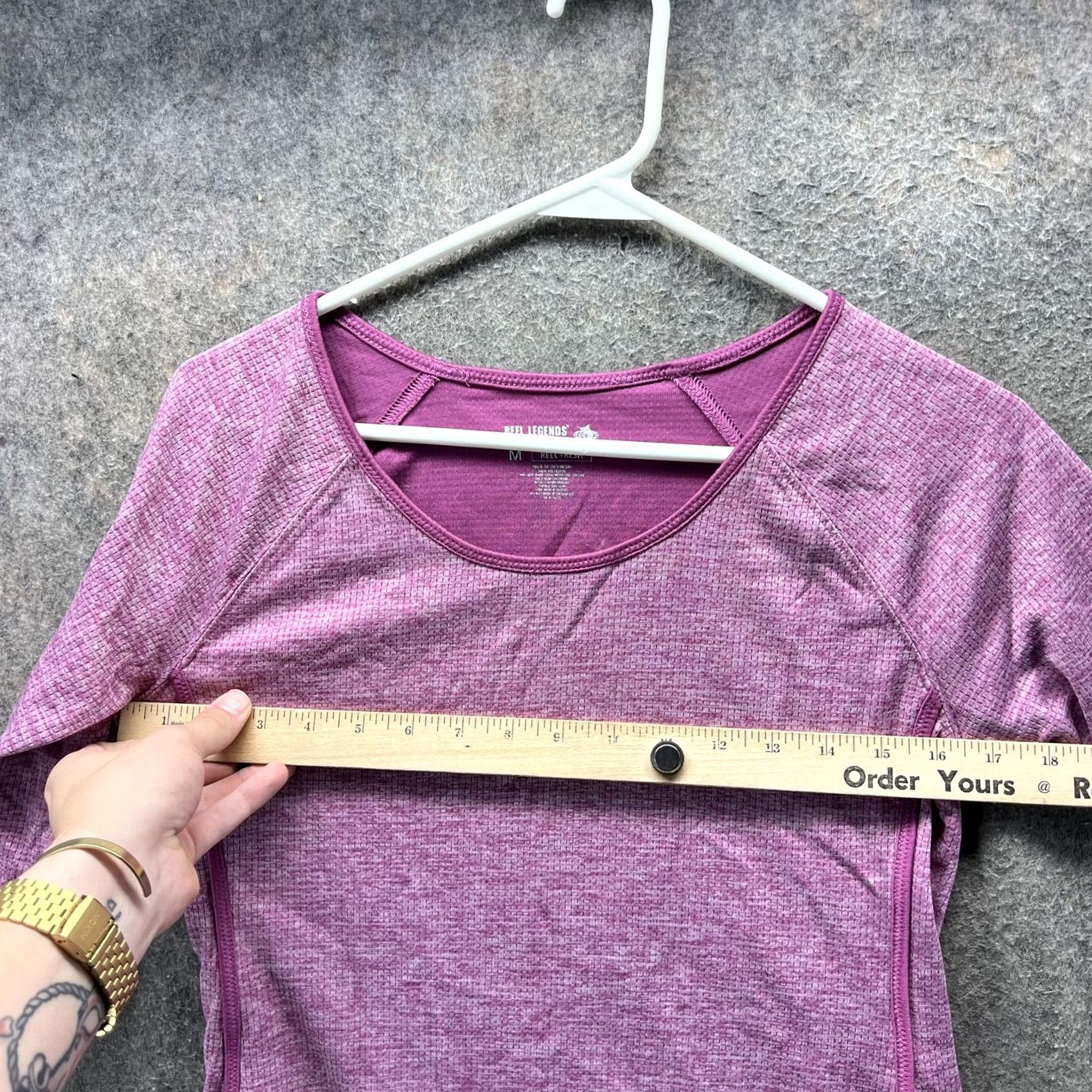 Vintage Reel Legends Shirt Womens M Pink Purple 3/4 Sleeve Performance Athletic Top Size M / US 6-8 / IT 42-44 - 7 Thumbnail
