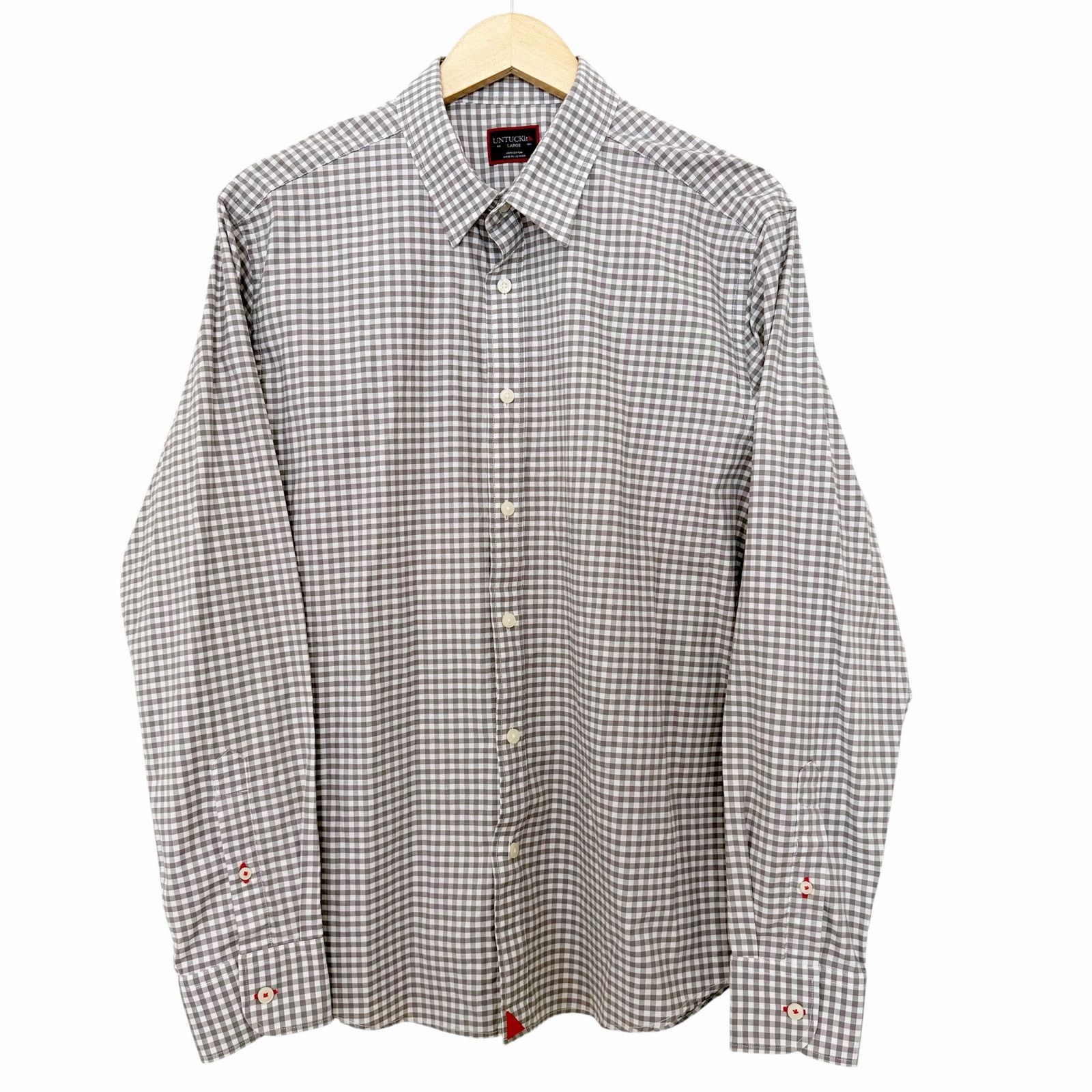 UNTUCKit Untuckit Gray Plaid Cotton Long Sleeve Button Down Sz L Size US L / EU 52-54 / 3 - 2 Thumbnail
