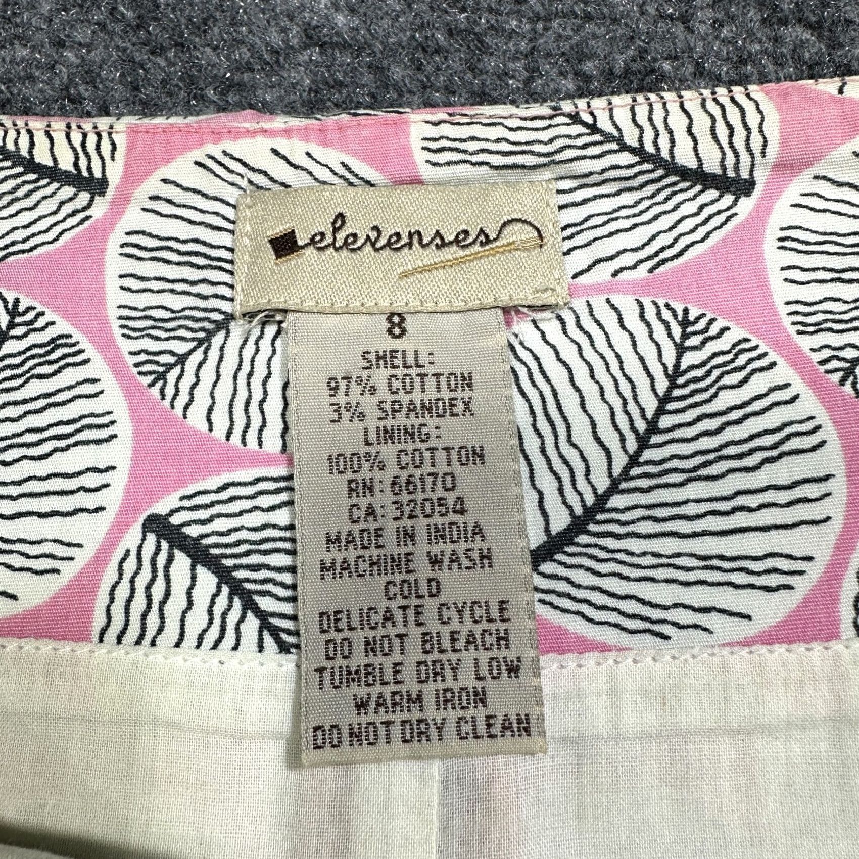 Anthropologie Anthropologie Skirt Womens 8 Pink Cotton Stretch Zipper Lined Knee Length Geometric Pattern A-Line Dressy Casual Workwear Size 30" / US 8 / IT 44 - 3 Thumbnail