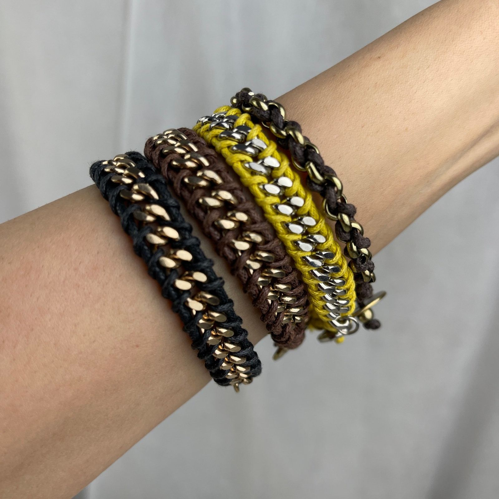 Other Chain Link Braided Bracelets Gold Silver Black Brown Yellow Size ONE SIZE - 17 Thumbnail