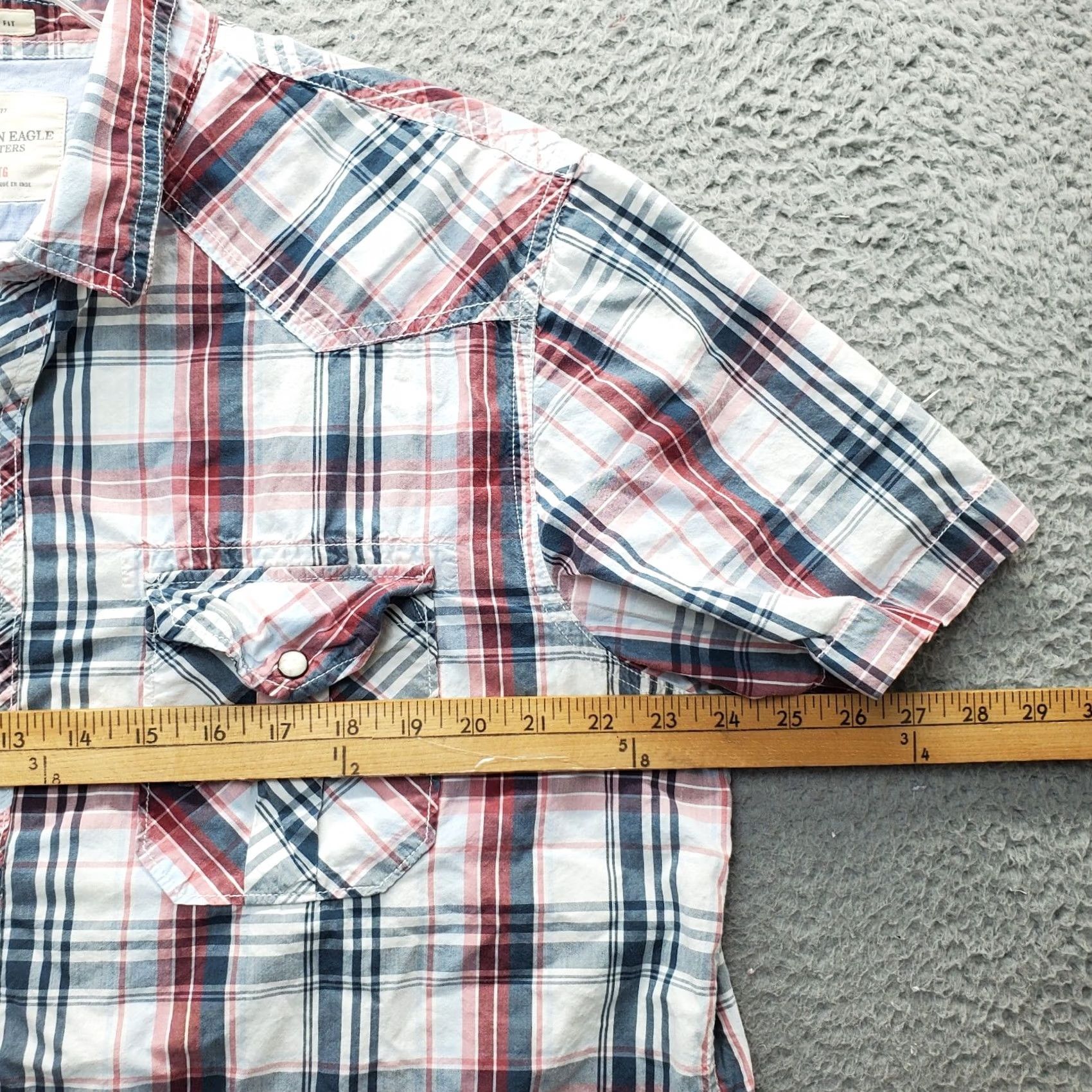 American Eagle Outfitters American Eagle Outfitters Shirt Men 2XL Multi Plaid Button-Up Collar Short Sleeve Pocket Classic Regular Fit Size US XXL / EU 58 / 5 - 6 Thumbnail